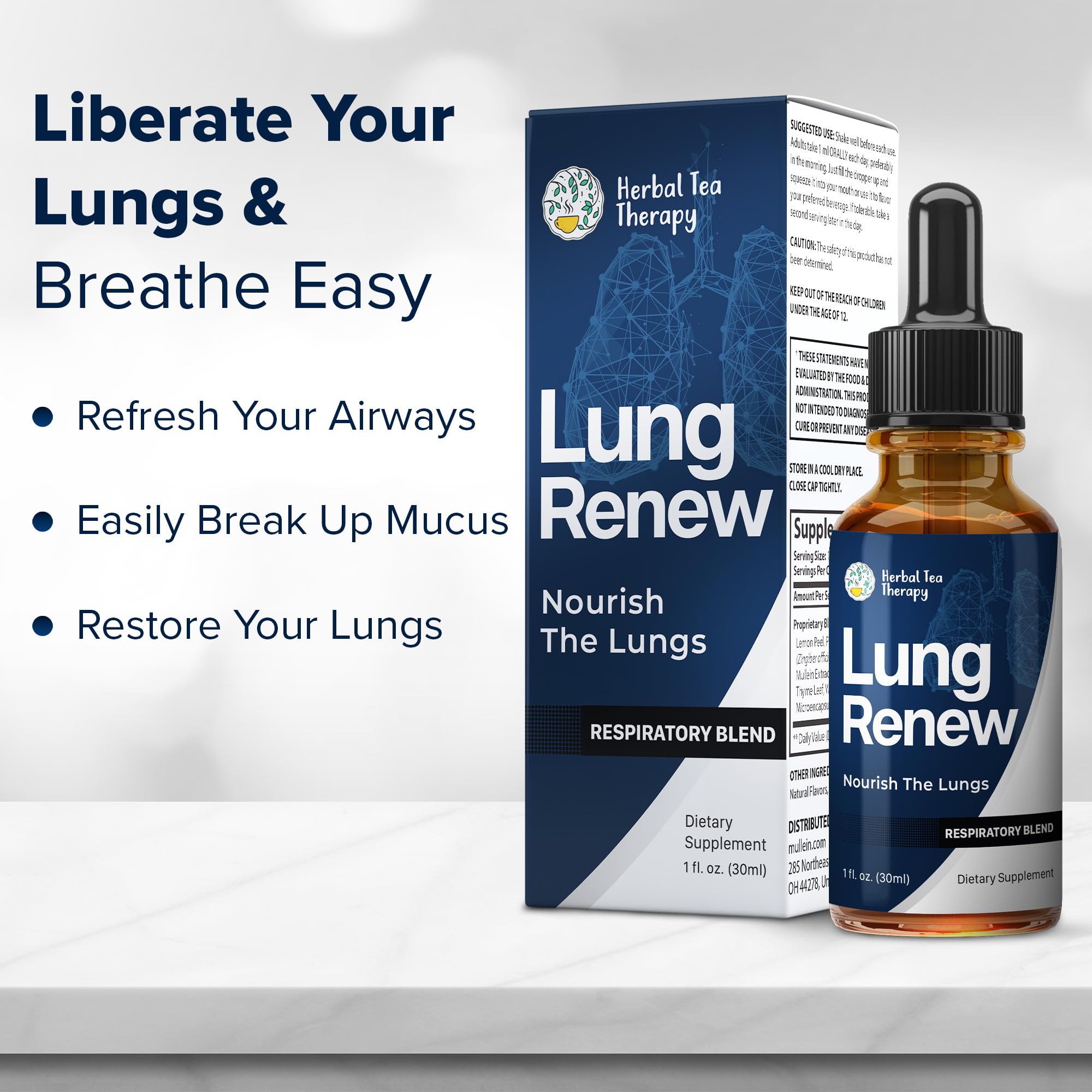 Herbal Tea Therapy Mullein Extract Tincture on wooden table