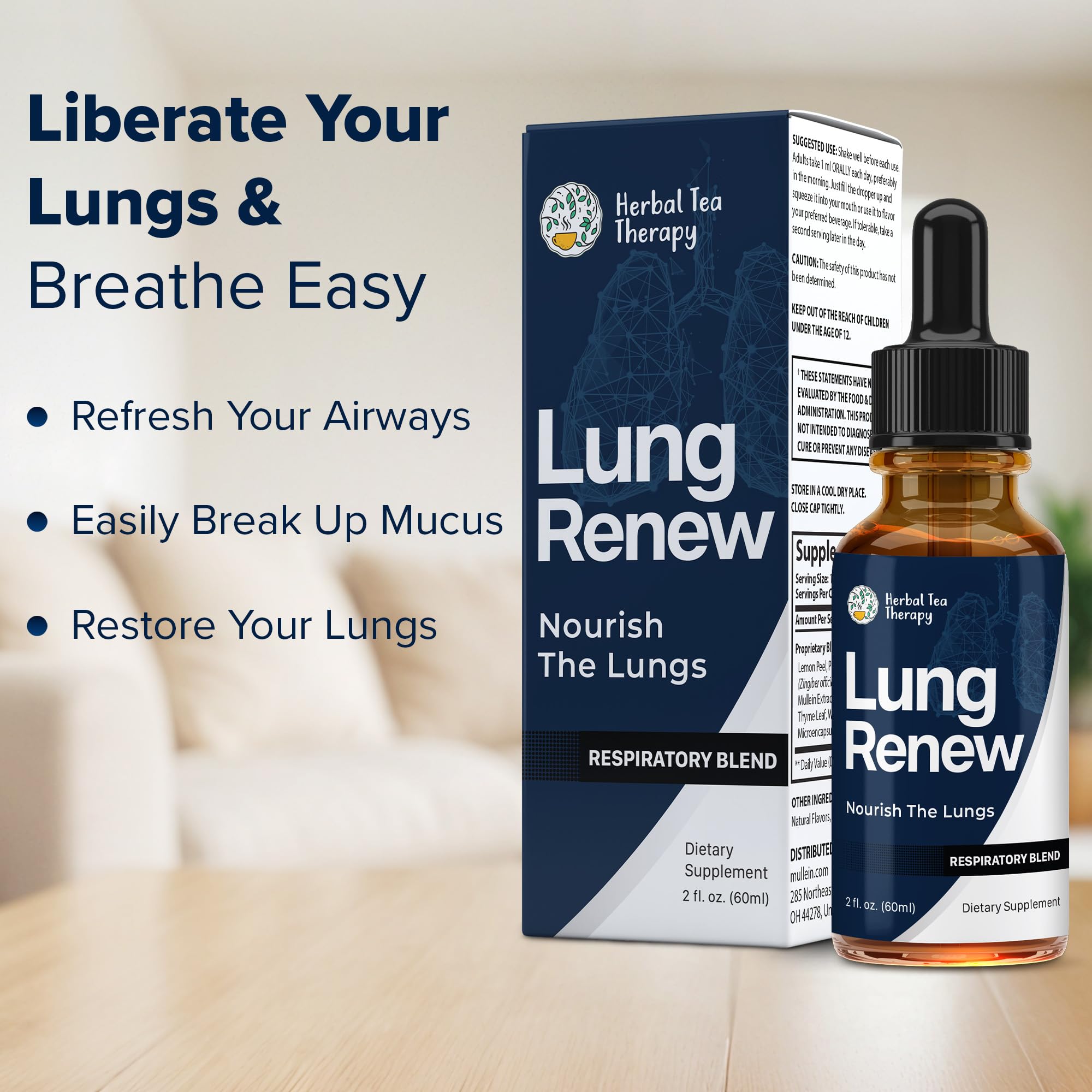 Herbal Tea Therapy Mullein Extract Tincture with herbal leaves