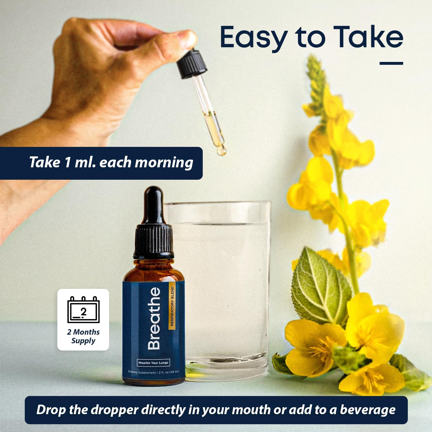 Herbal Tea Therapy Mullein Tincture on a wooden table