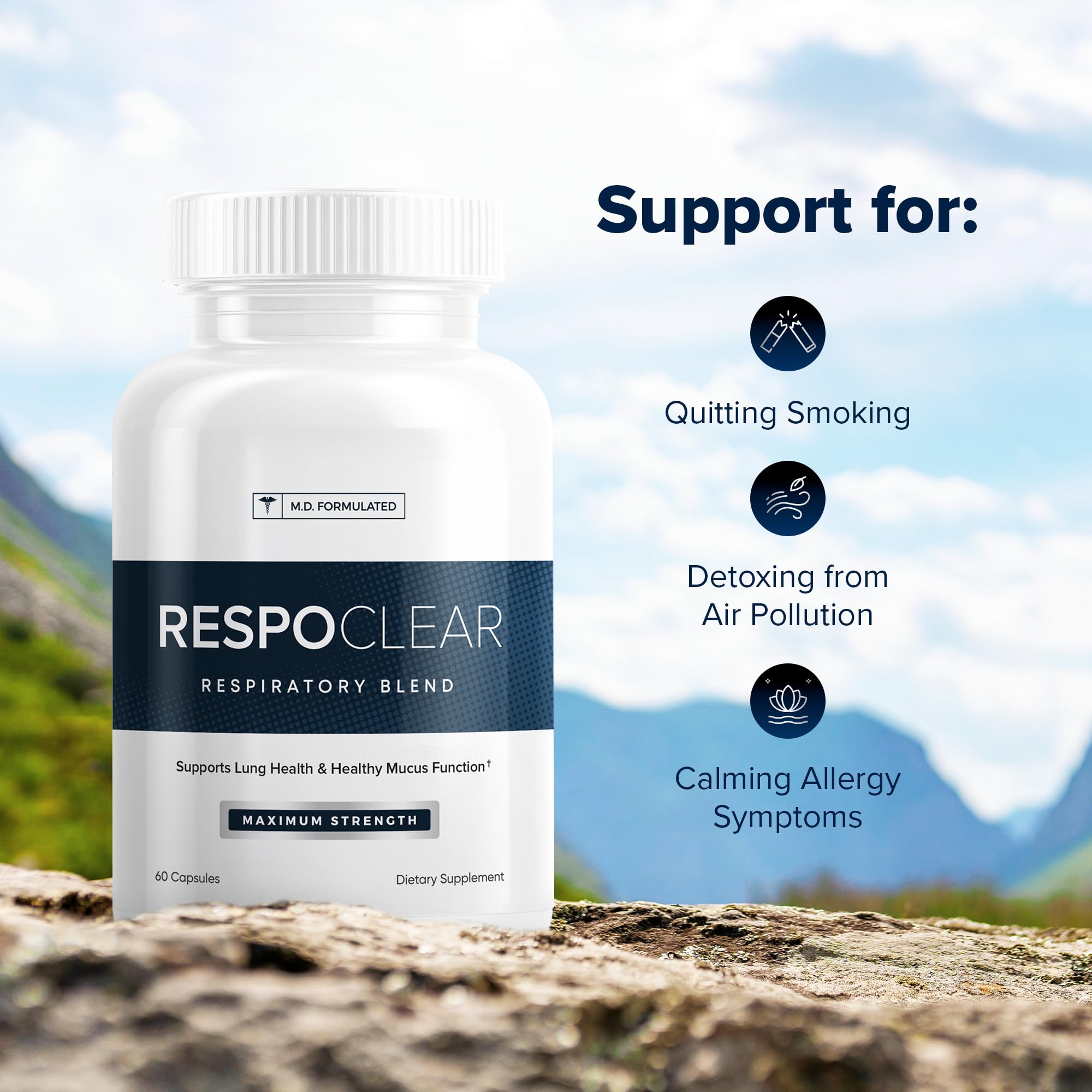 Herbal Tea Therapy RespoClear Lung Cleanse Capsules in a lifestyle setting