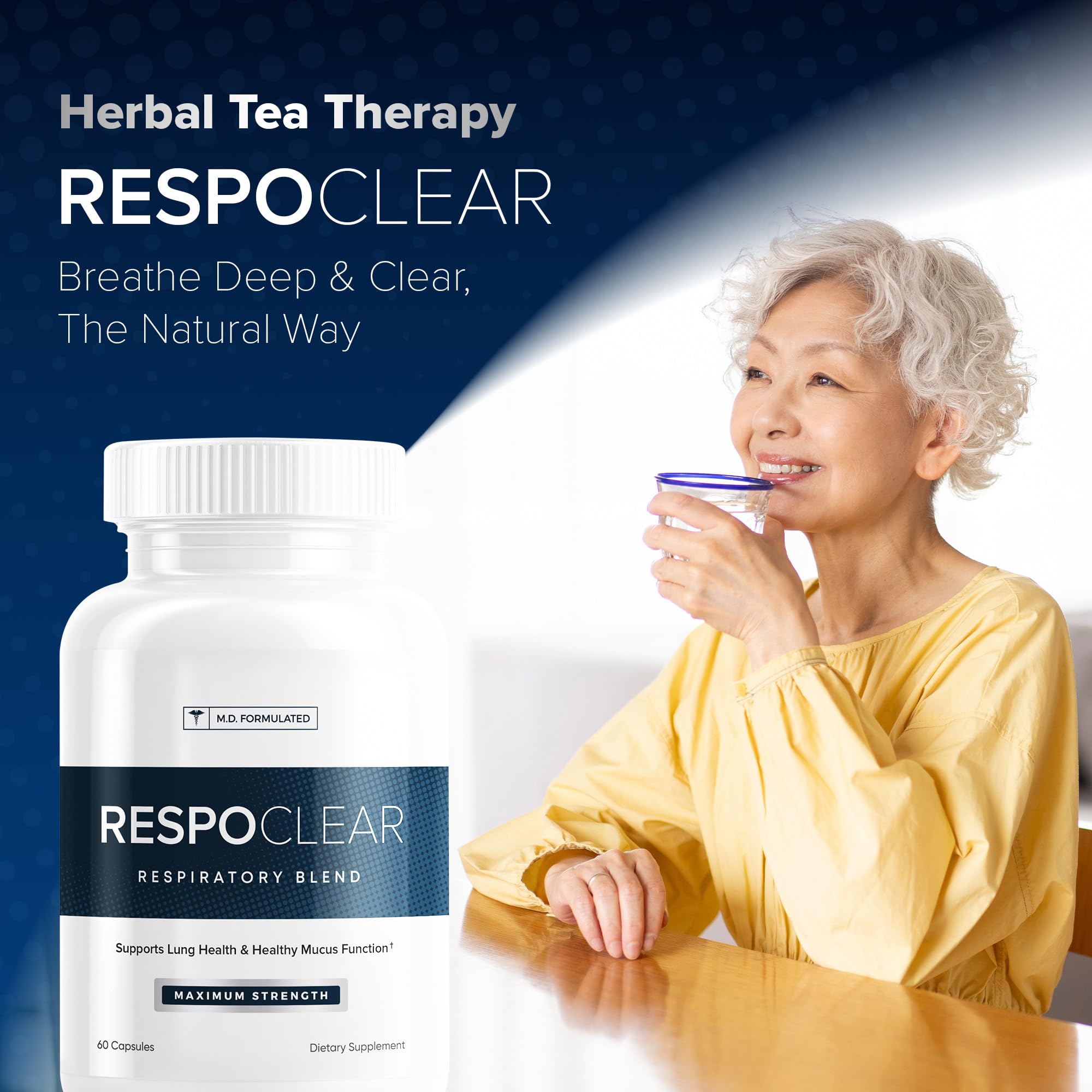 Herbal Tea Therapy RespoClear Lung Cleanse Capsules side view