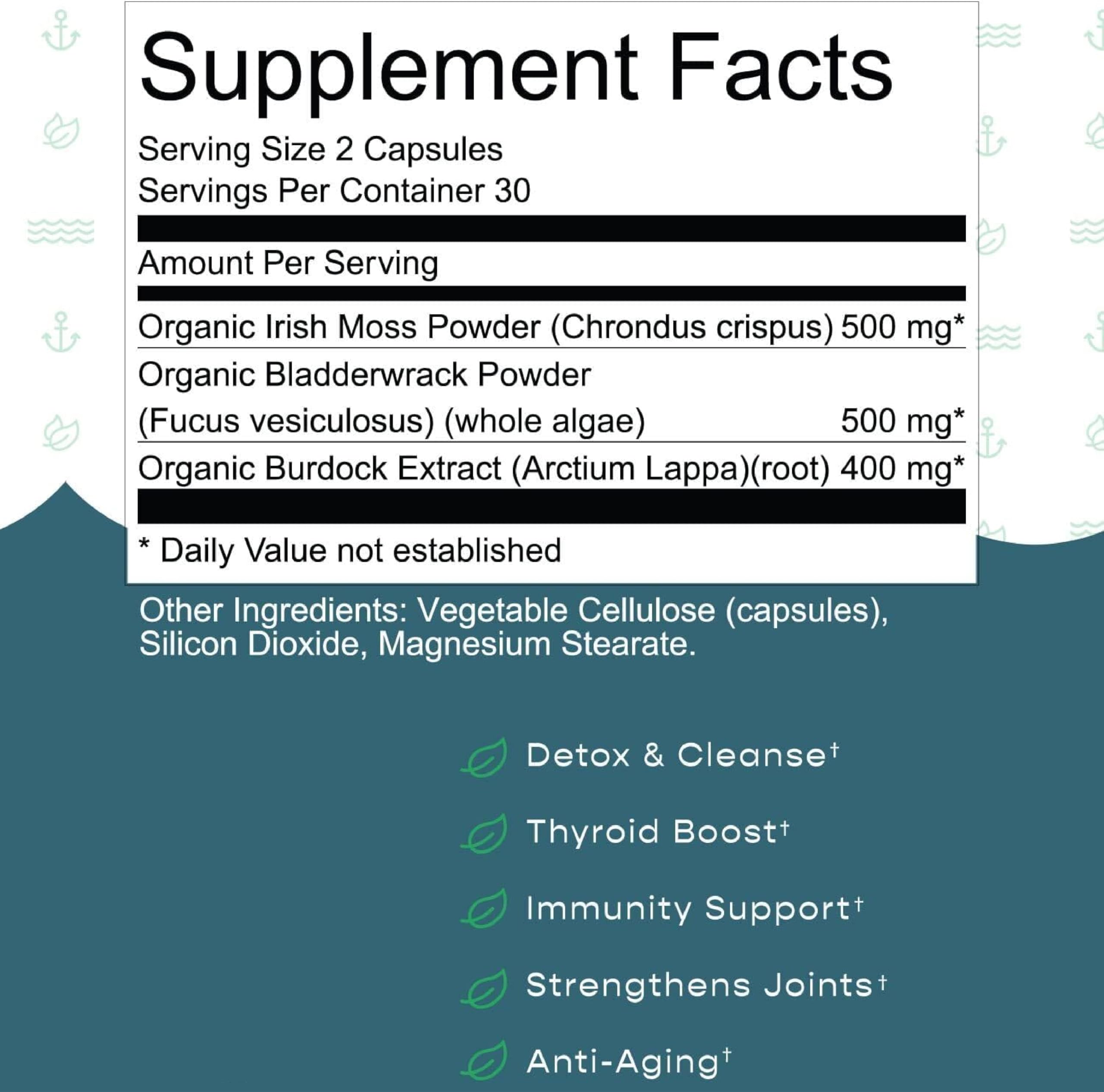 Herbal Vineyards Sea Moss Supplement 68g showing the seal and packaging details