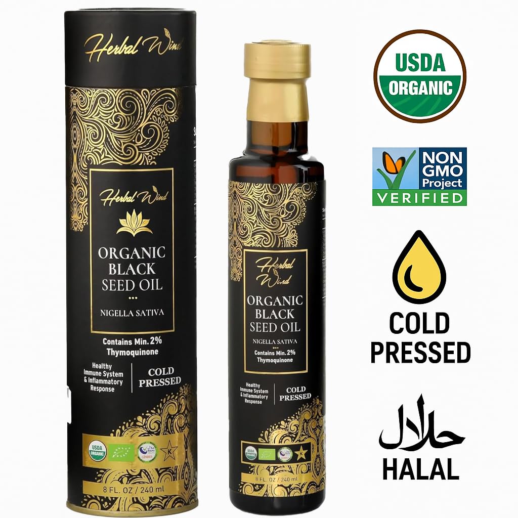 Herbal Wind Black Seed Oil 4600mg label close-up