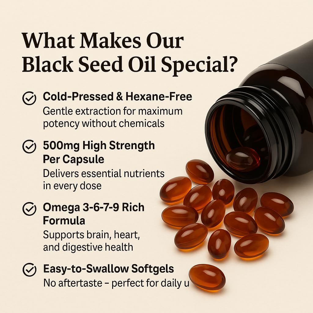 Herbal Wind Black Seed Oil 500mg softgels with measuring spoon
