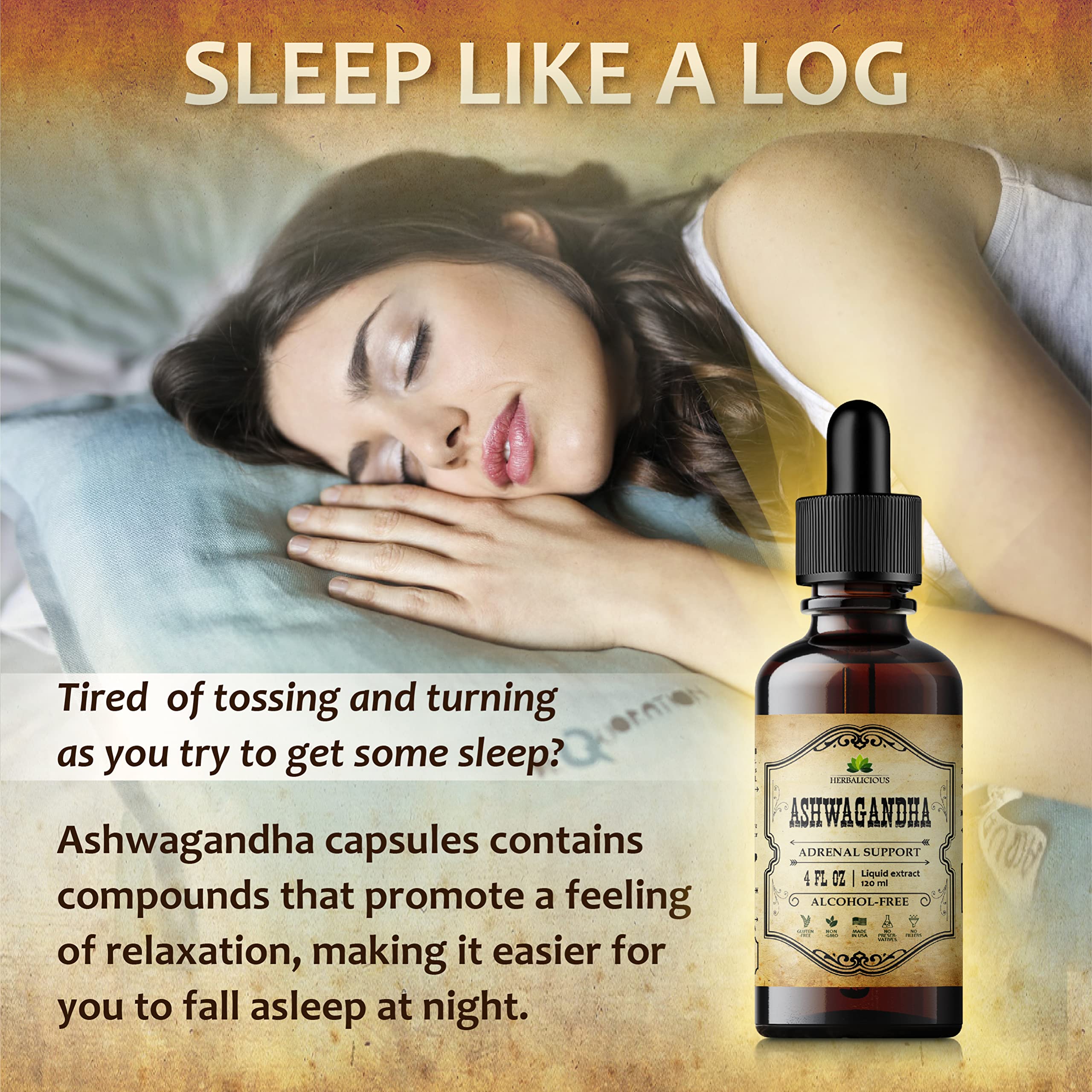 HERBALICIOUS Ashwagandha Liquid Supplement packaging