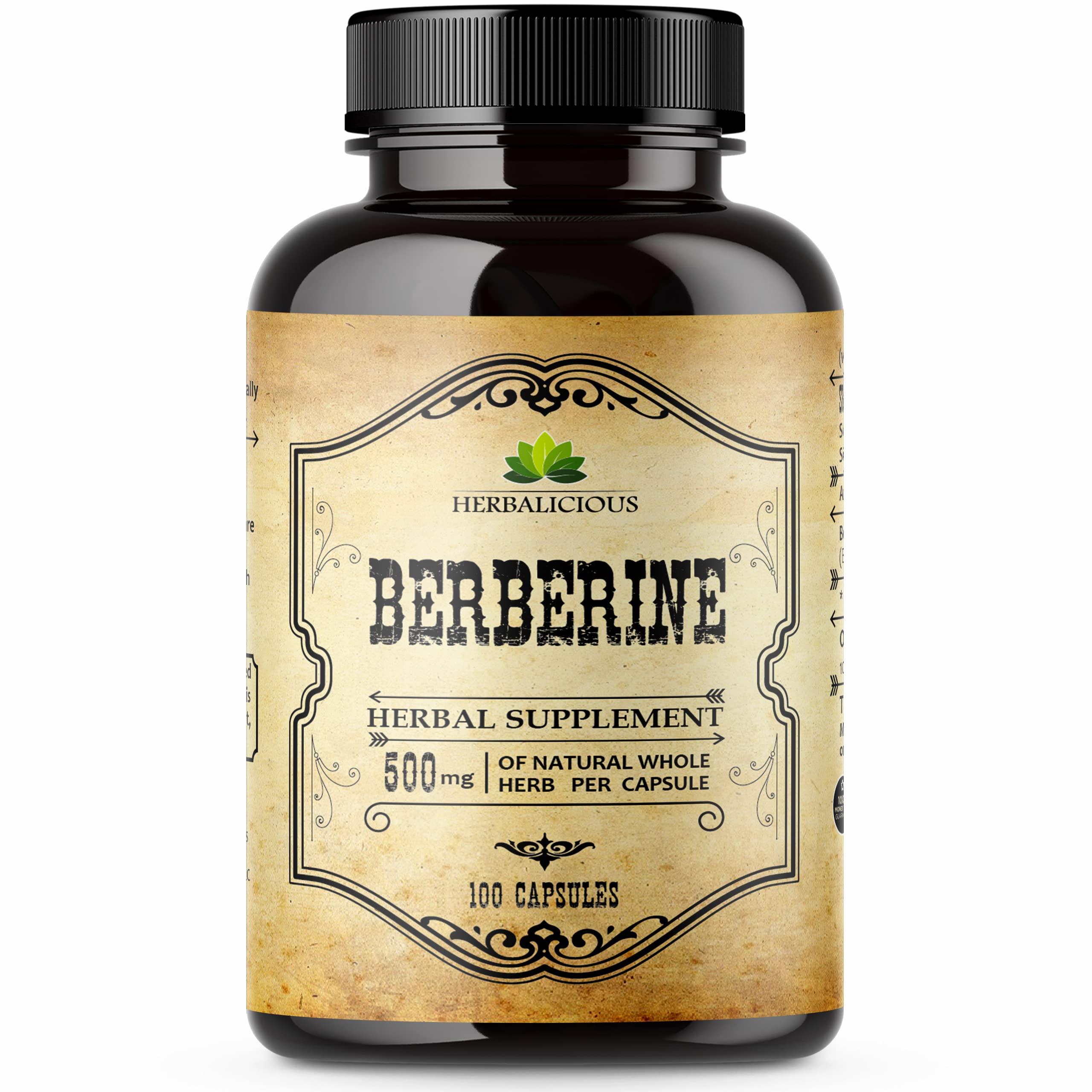 HERBALICIOUS Berberine Capsules 60 Count front view