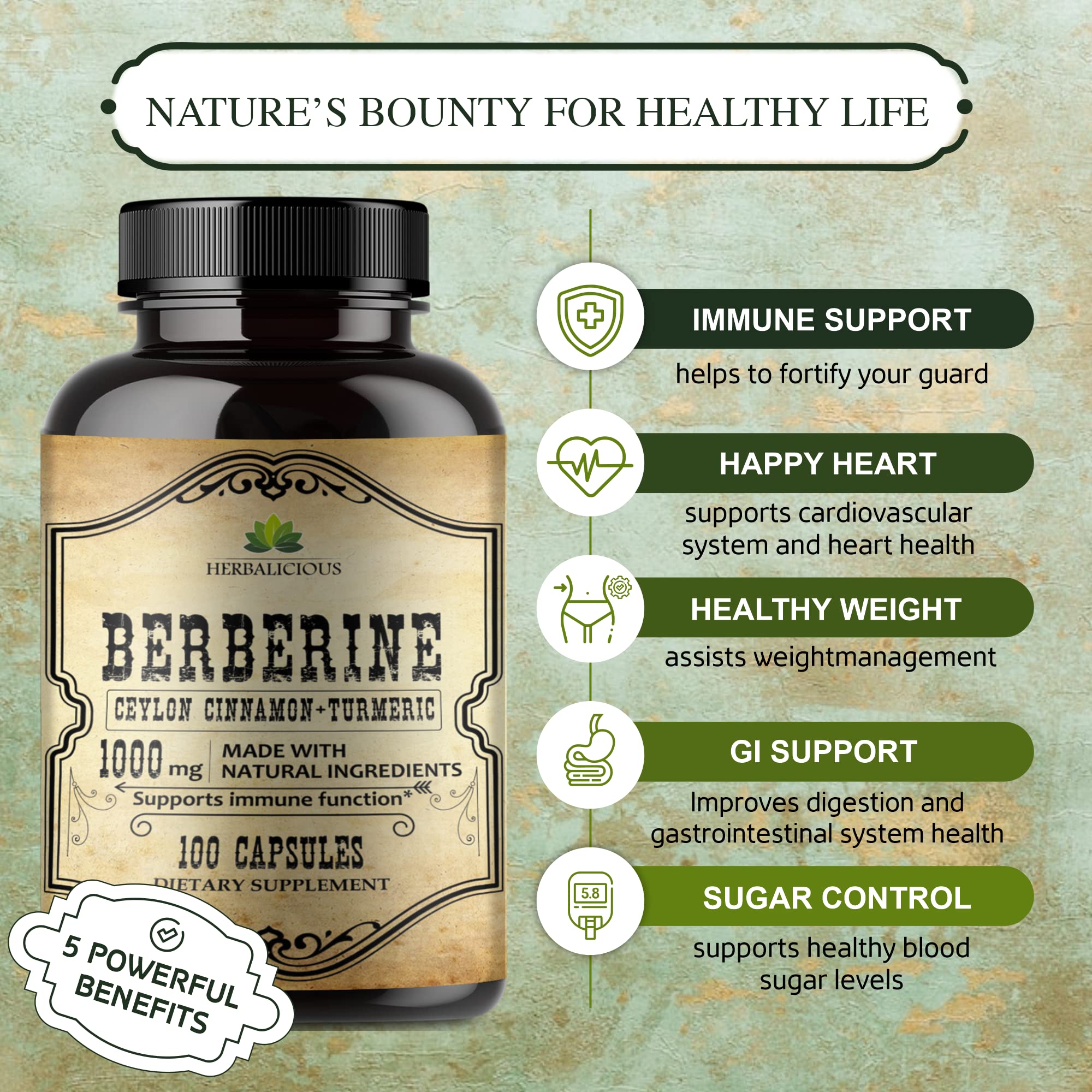 HERBALICIOUS Capsules with a measuring spoon for dosage