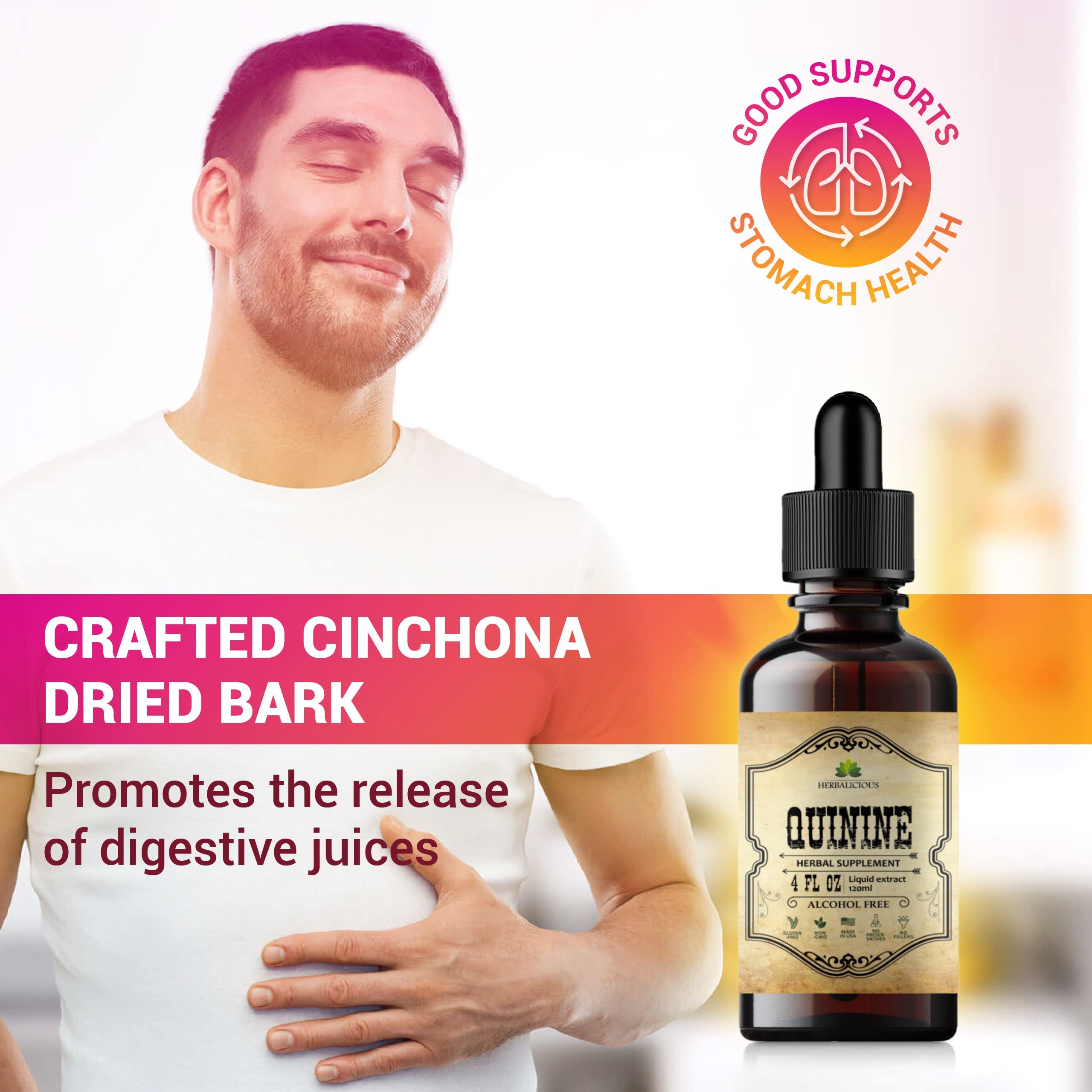 HERBALICIOUS Cinchona Bark Extract bottle with label
