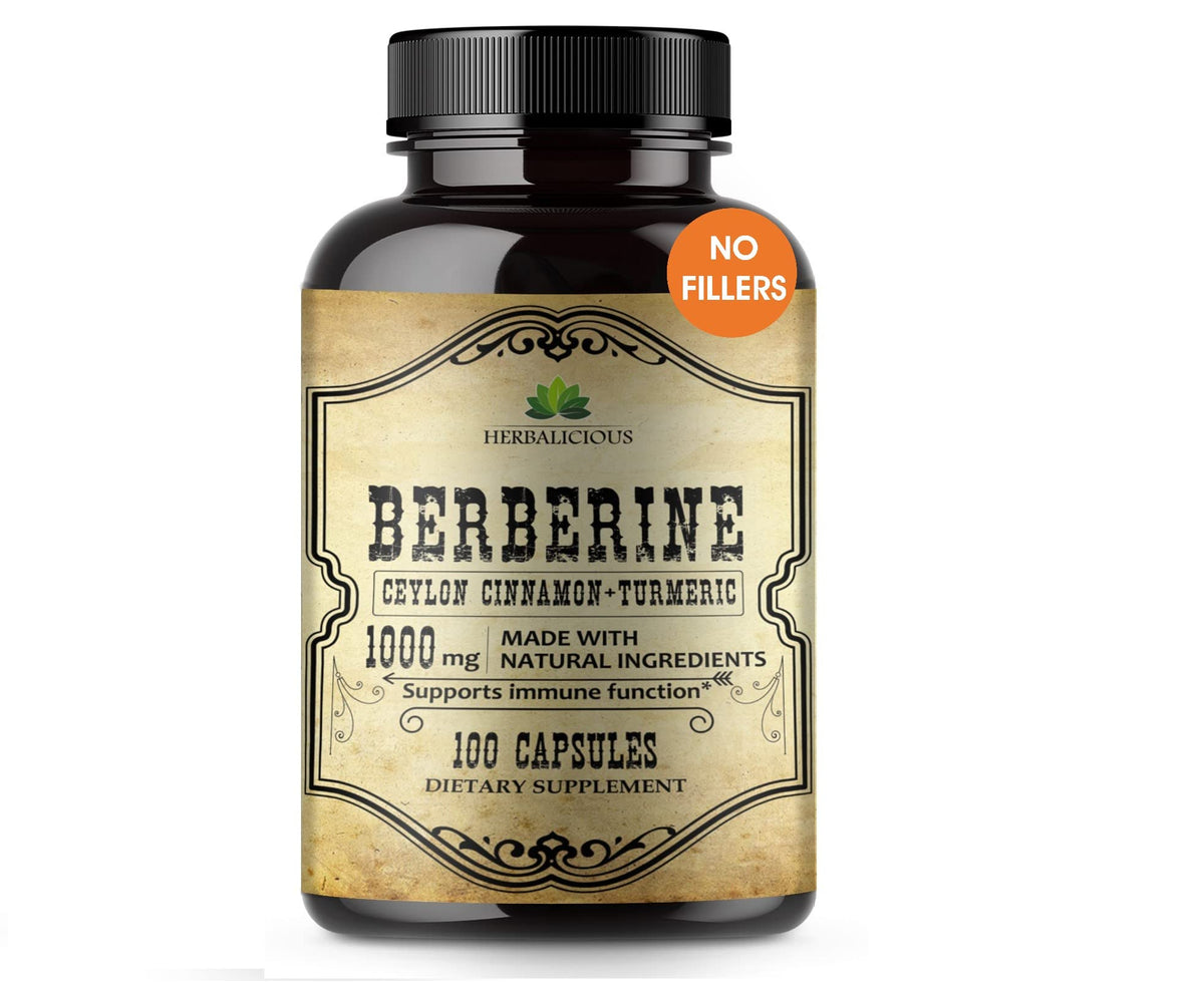 HERBALICIOUS Cinnamon plus Turmeric Berberine Capsules front view