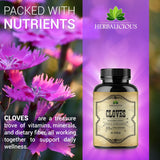 HERBALICIOUS Clove Capsules side view showing label details