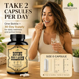 HERBALICIOUS Collagen Capsules opened bottle with capsules visible