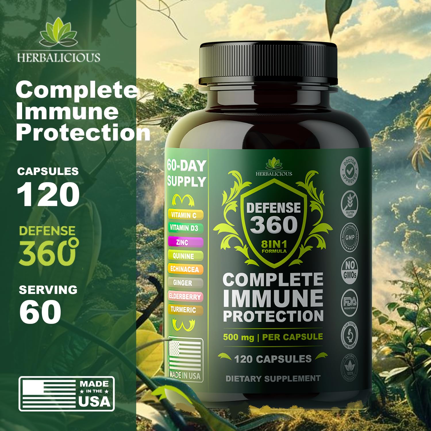 HERBALICIOUS daily wellness Support Capsules side view