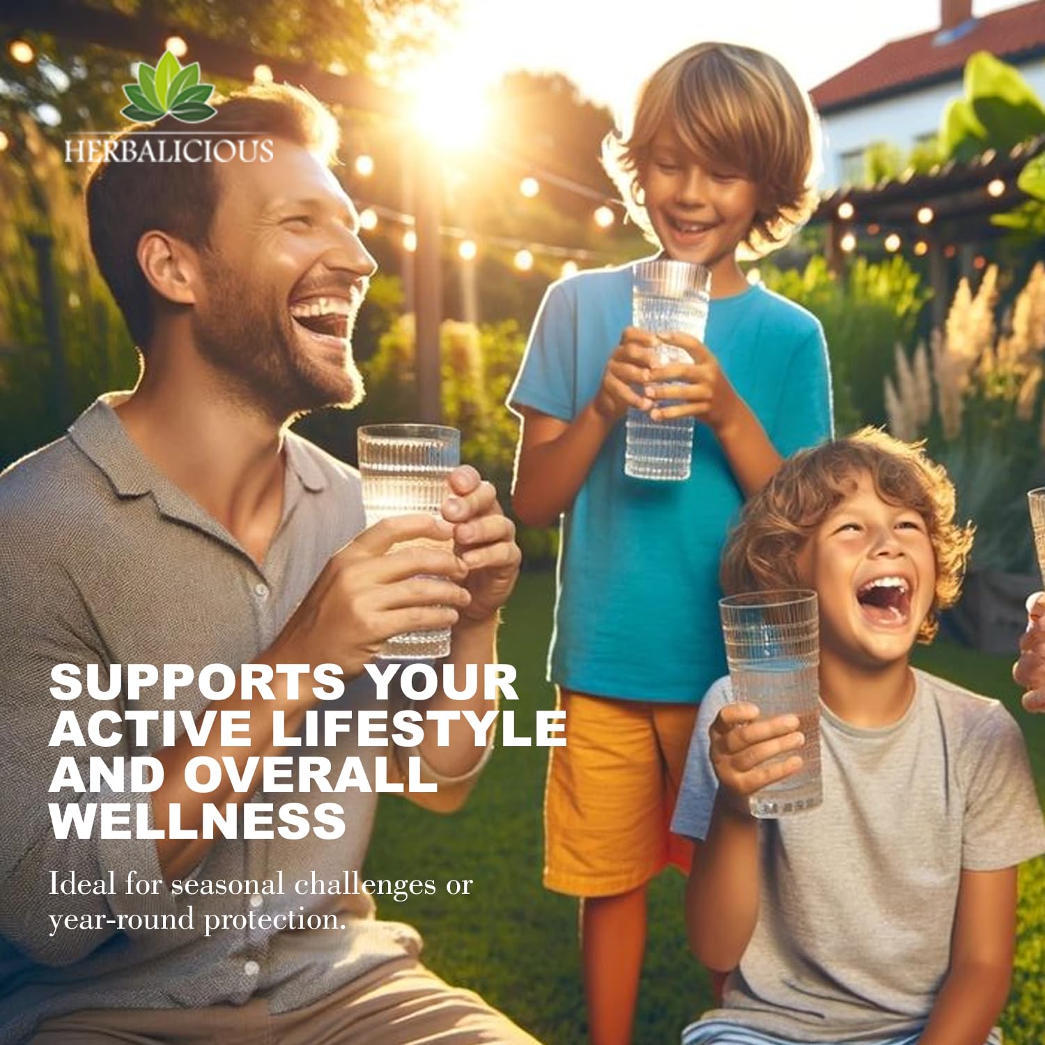 HERBALICIOUS daily wellness Support Capsules with lifestyle setting