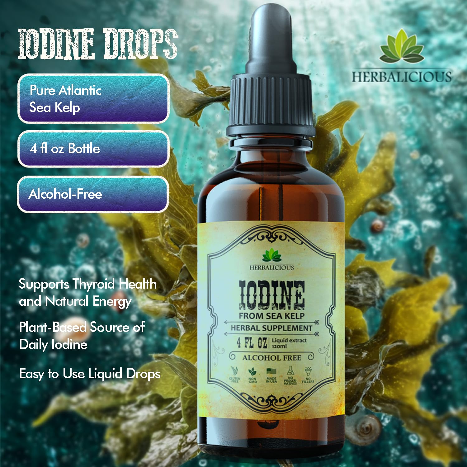 HERBALICIOUS Iodine Drops label close-up
