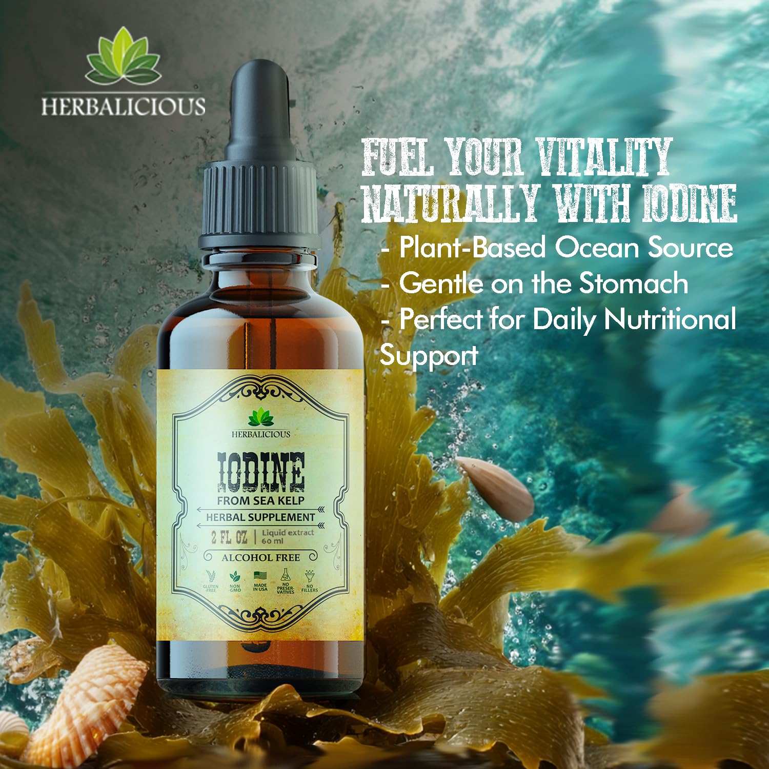HERBALICIOUS Iodine Liquid Drops packaging