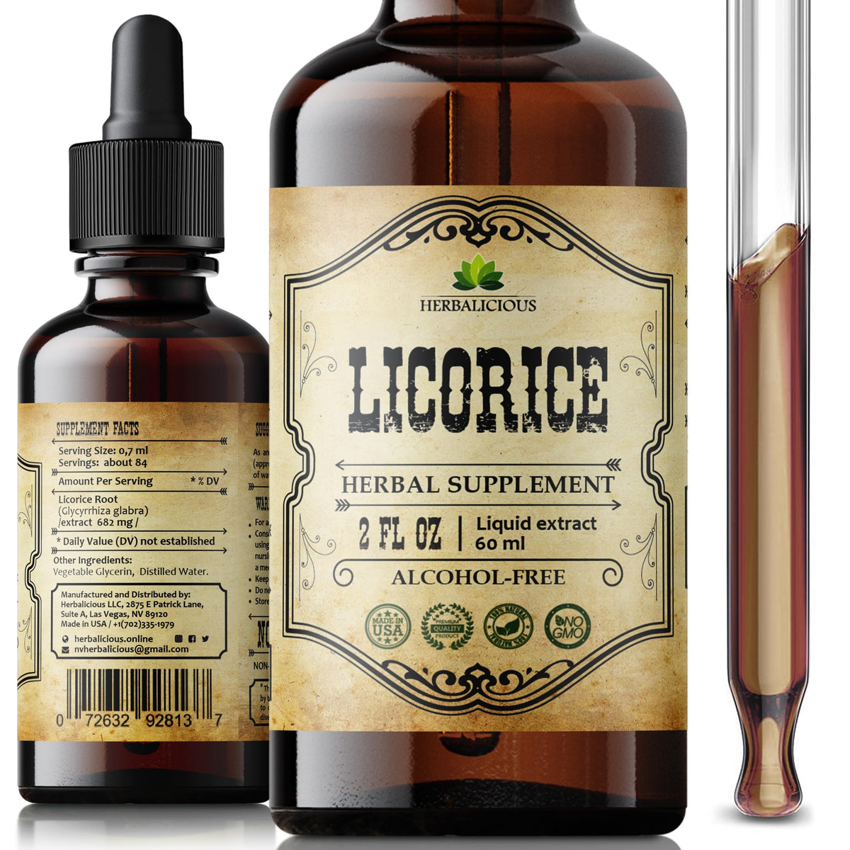 HERBALICIOUS Licorice Root Extract liquid bottle front view