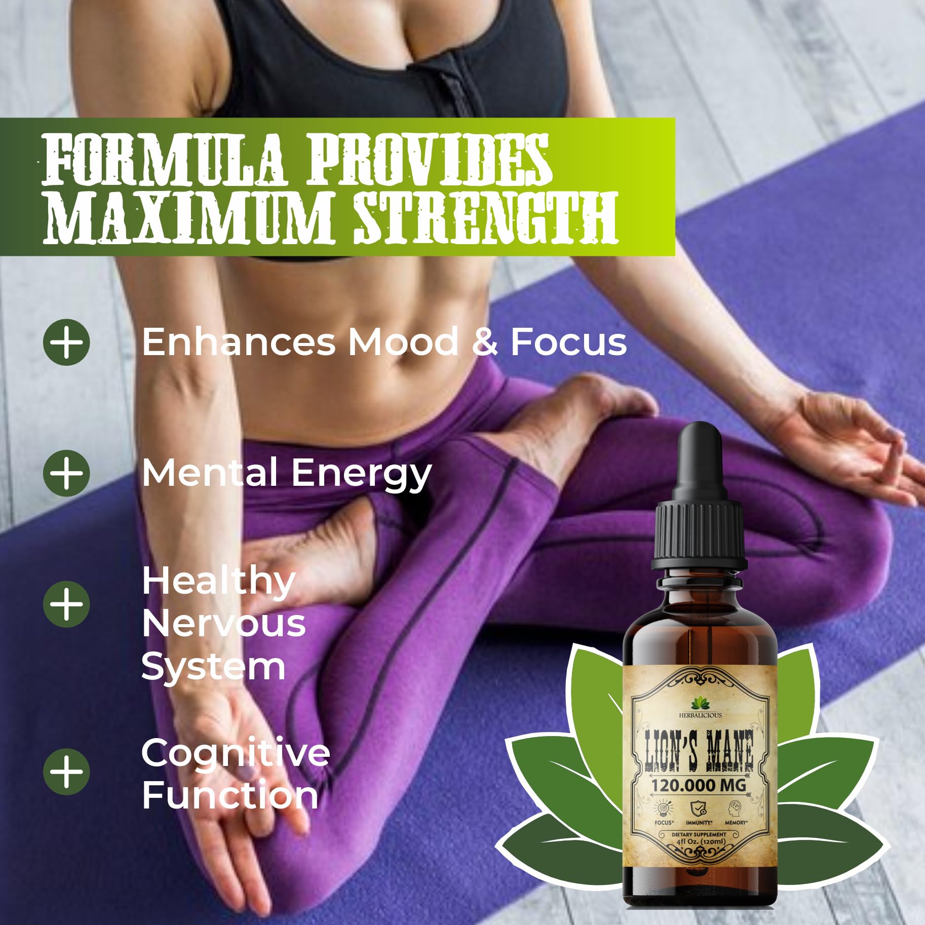 HERBALICIOUS Lion’s Mane Mushroom Extract Capsules side view