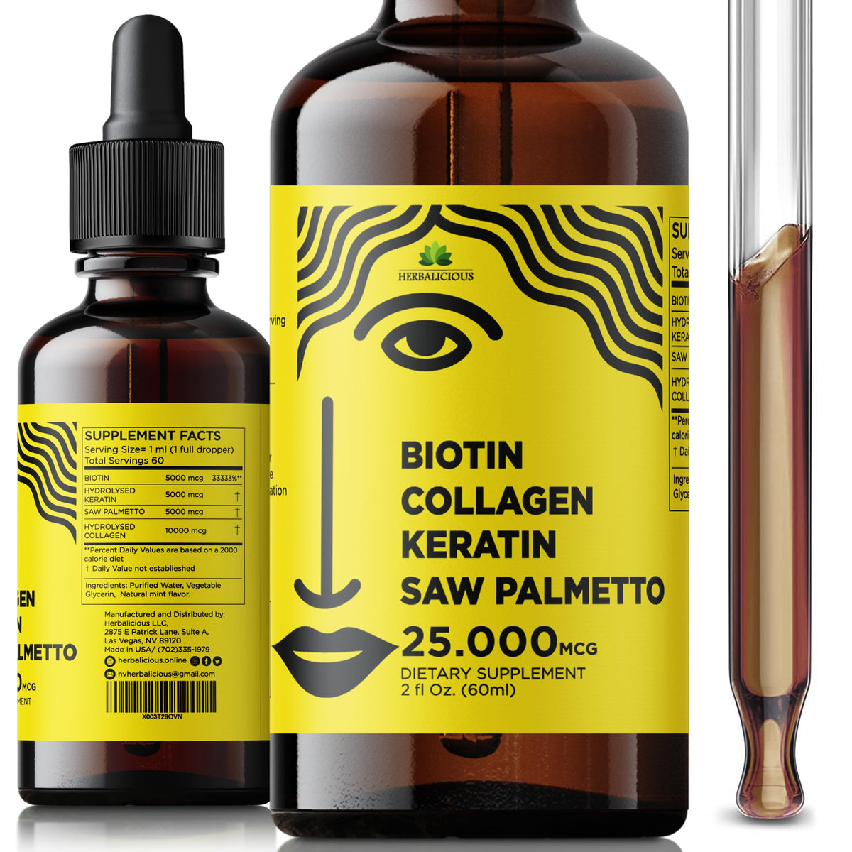 HERBALICIOUS Liquid Collagen Supplement 10,000mcg front view