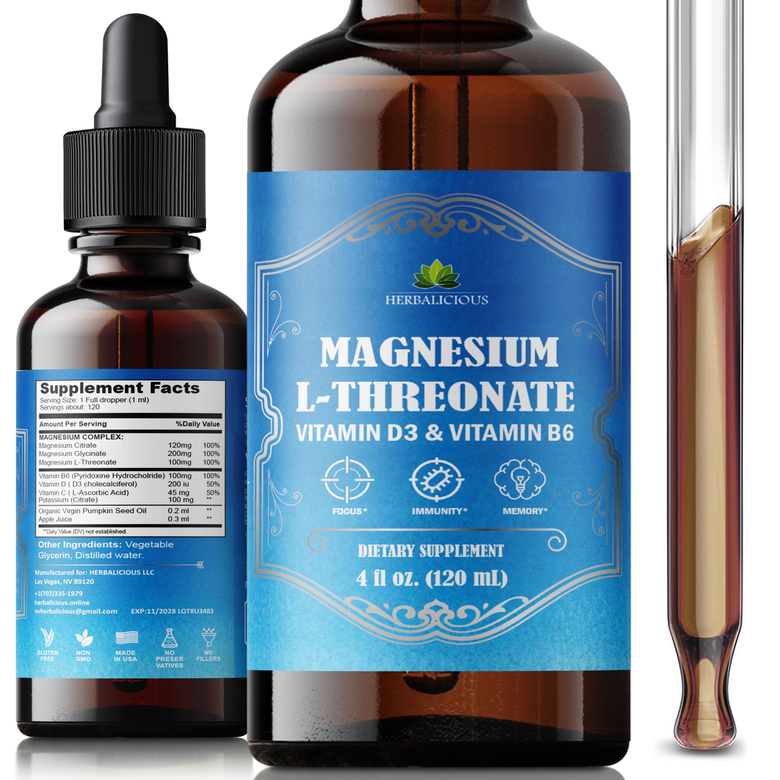 HERBALICIOUS Magnesium Complex Liquid 227g front view