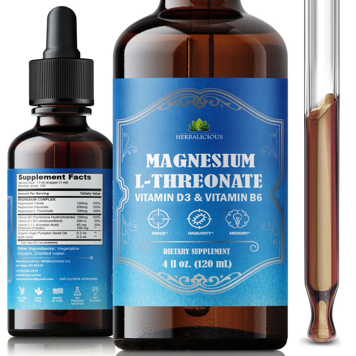 HERBALICIOUS Magnesium Complex Liquid 227g front view