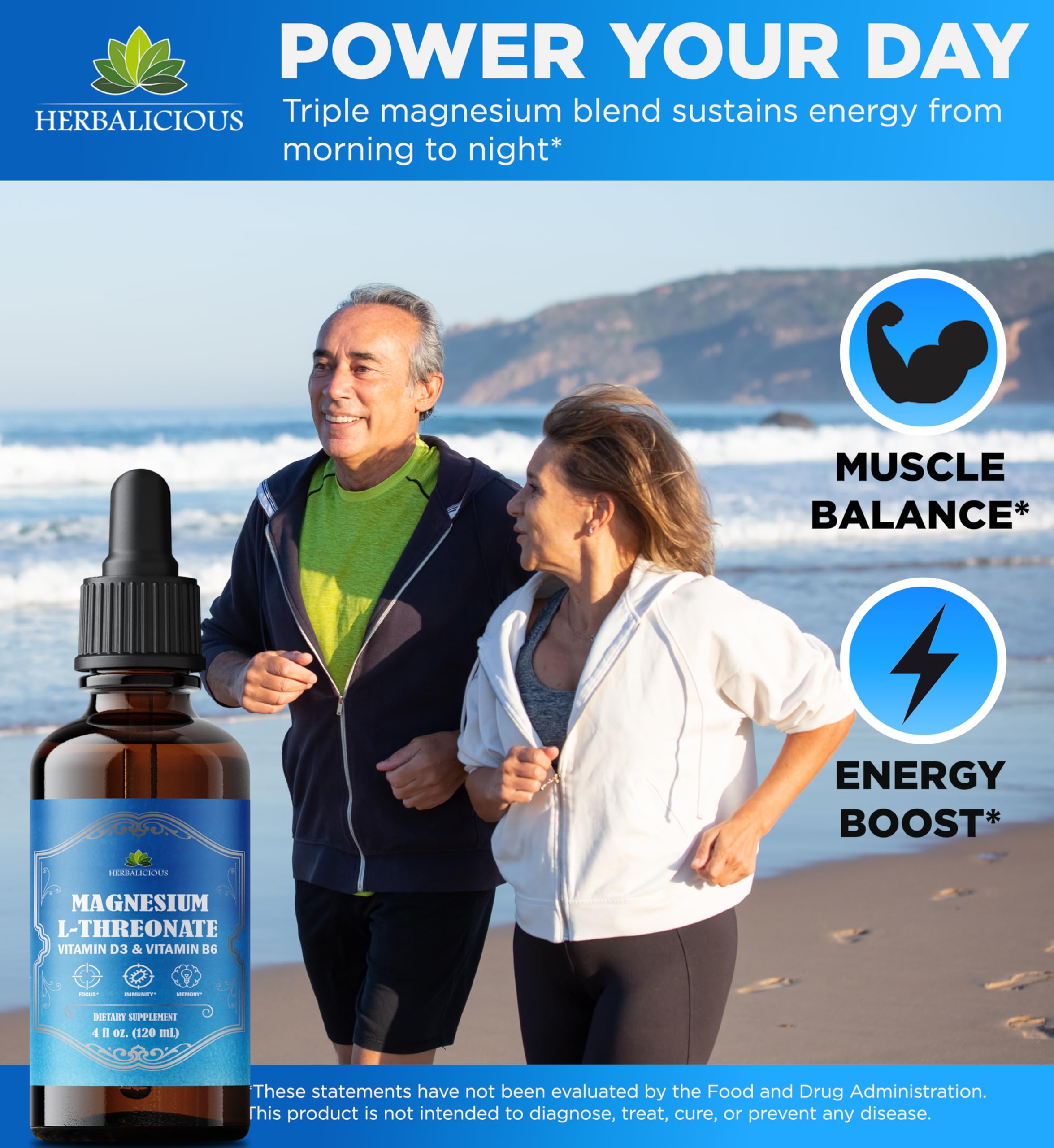 HERBALICIOUS Magnesium Complex Liquid 227g with Vitamin D3 & B6