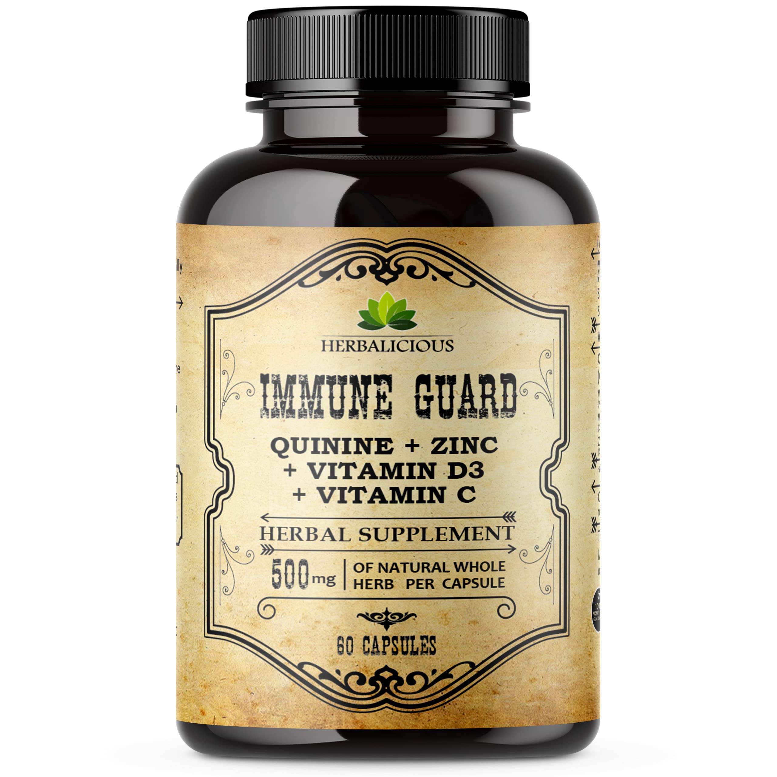 HERBALICIOUS Quinine Herbal Supplement 60 Capsules front view