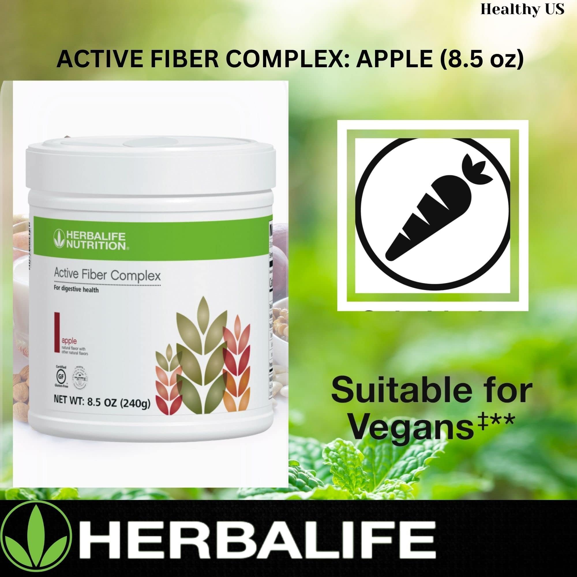 Herbalife Dietary Fibres Supplement 290g with a glass of water
