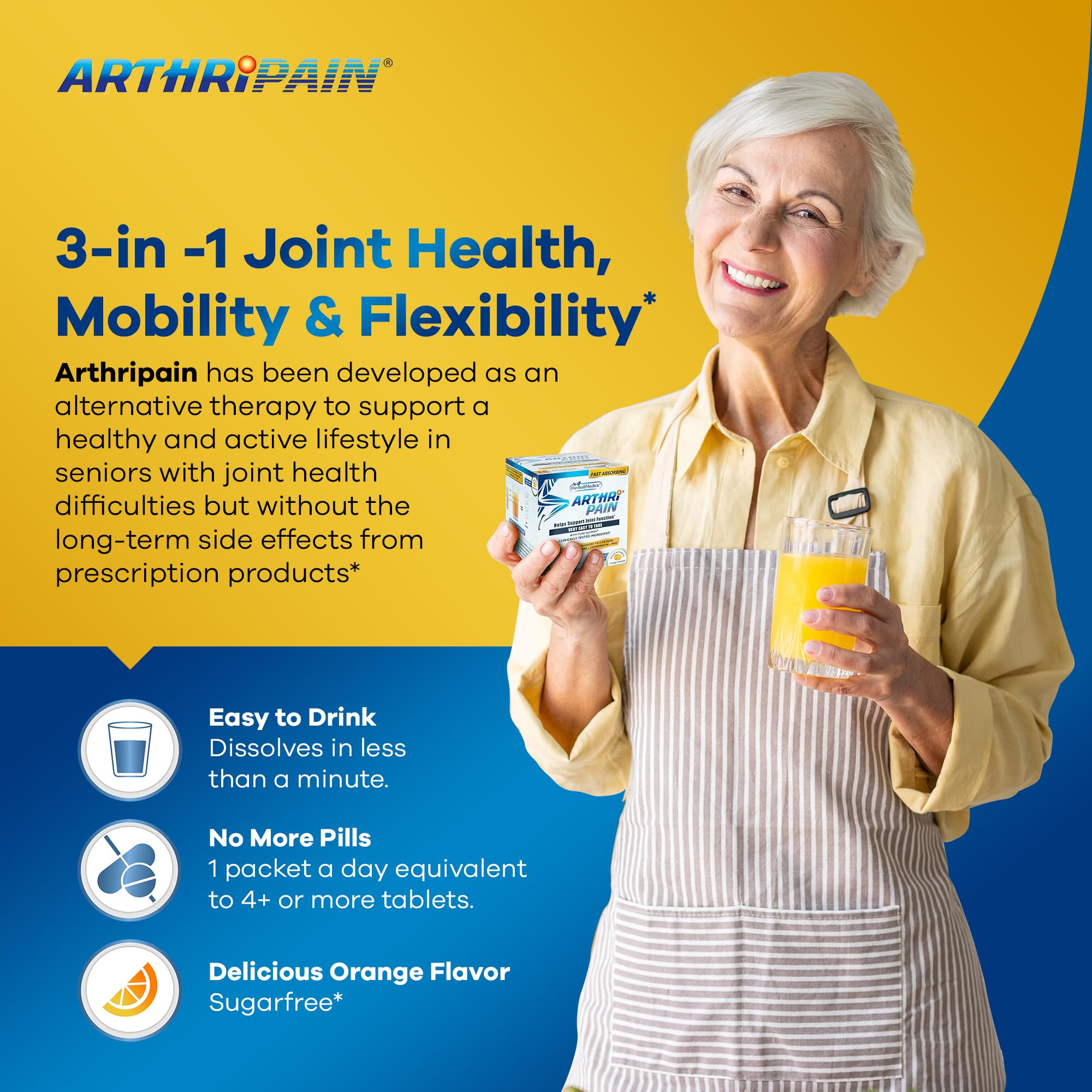 HerballMedick Arthripain Joint Juice in a glass with water