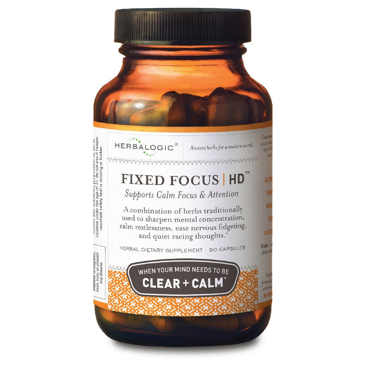 Herbalogic Fixed Focus HD Herb Capsules front view with 90 count