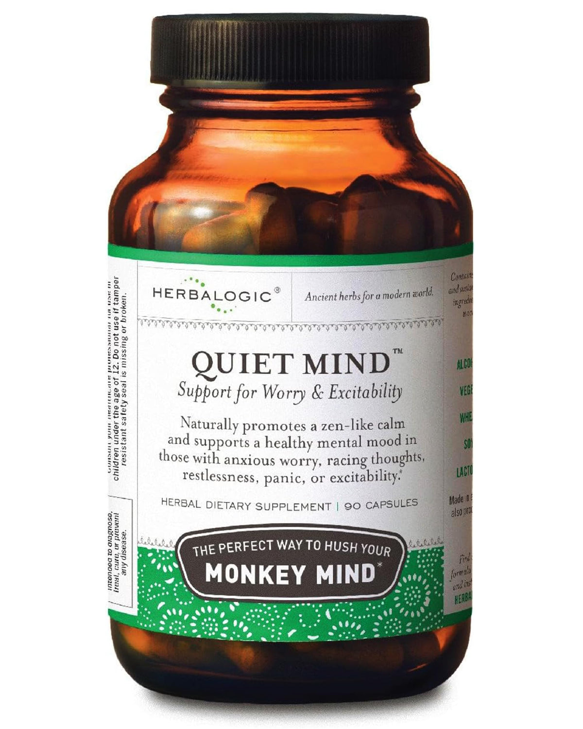 Herbalogic Quiet Mind Herb Capsules front view with label