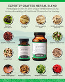 Herbalogic Quiet Mind Herb Capsules on a wooden table