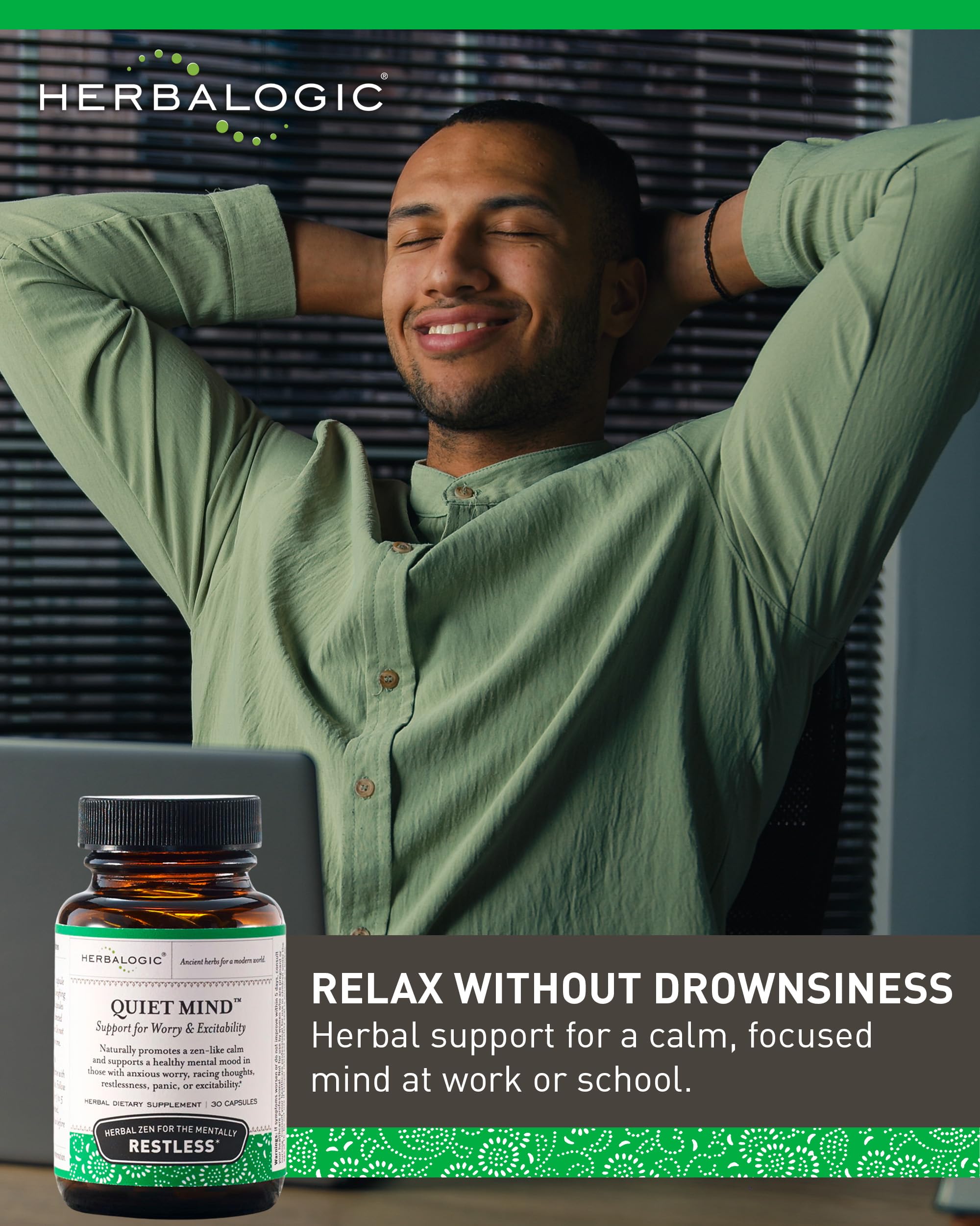 Herbalogic Quiet Mind Sleep Supplement 129g packaging