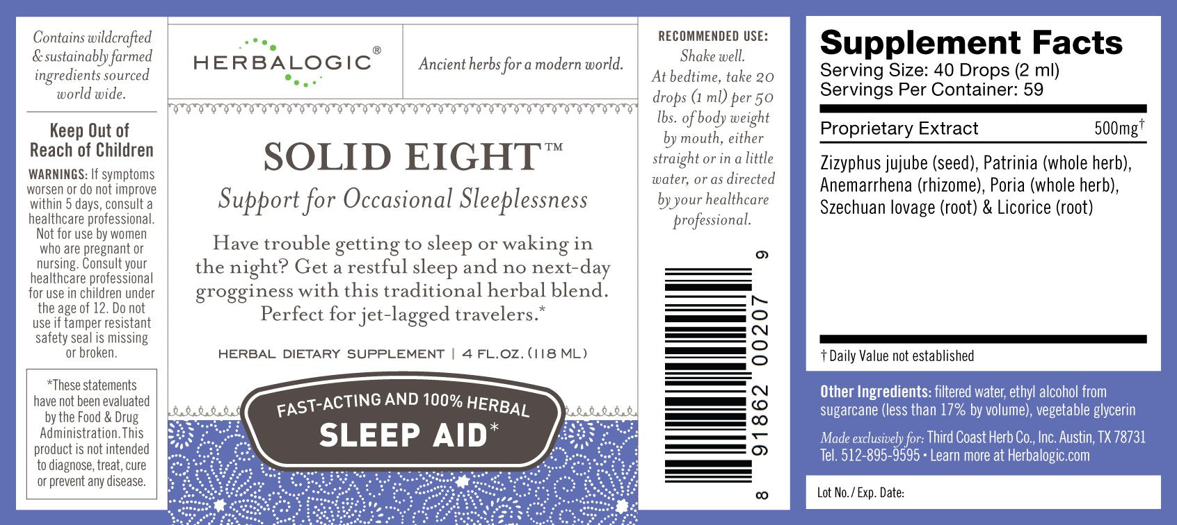 Herbalogic Solid Eight Liquid Herb Drops 4 Fl Oz bottle with label