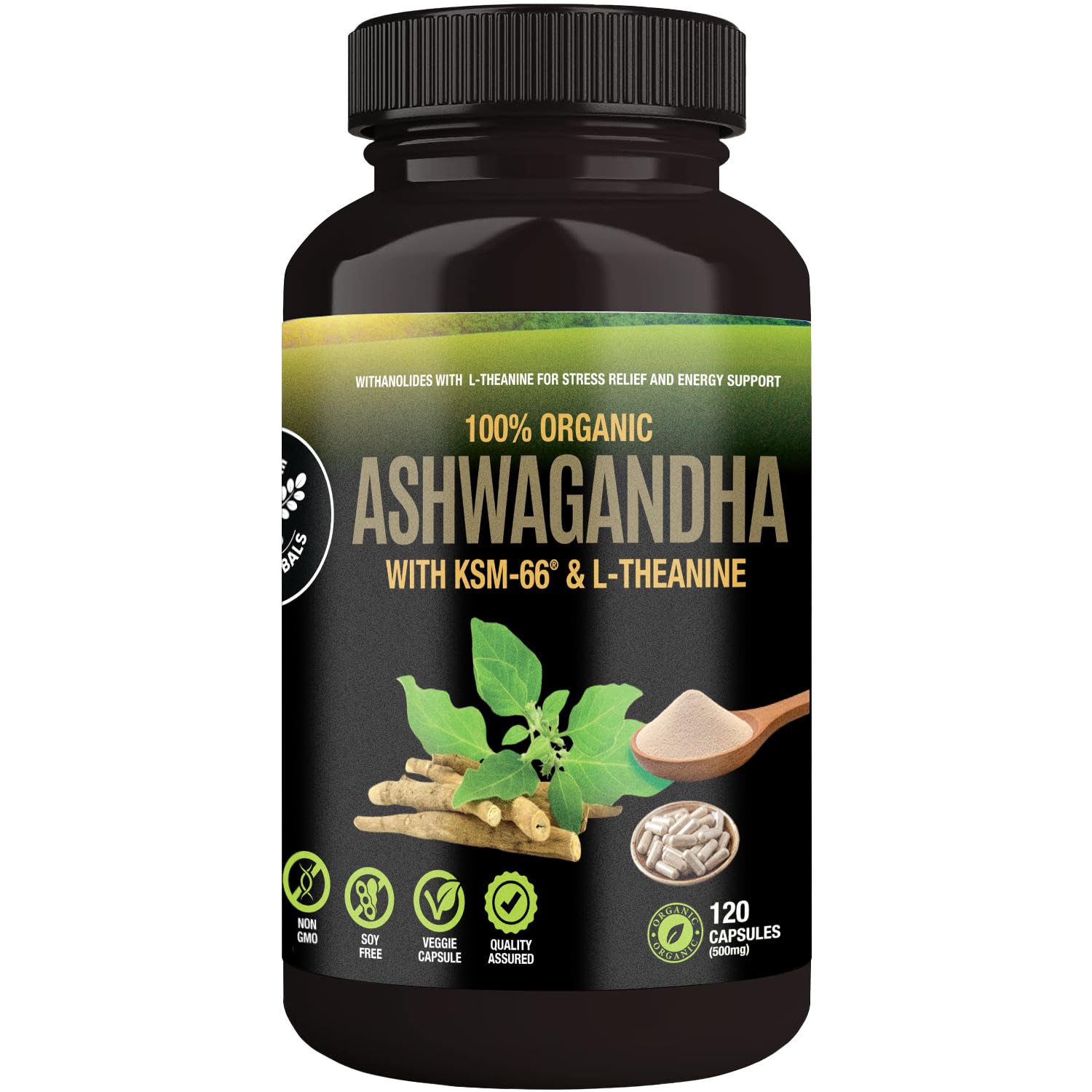 HERBALS Organic Ashwagandha capsules front view