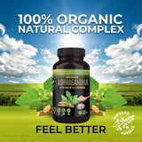 HERBALS Organic Ashwagandha capsules on a wooden table