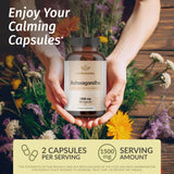 HERBAMAMA Ashwagandha calming support supplement bottle side view
