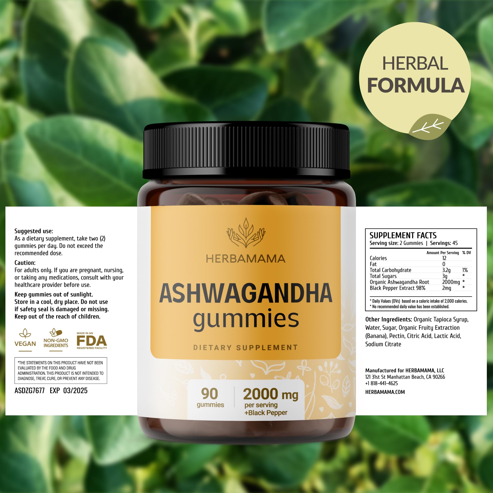 HERBAMAMA Ashwagandha gummies with a fresh banana