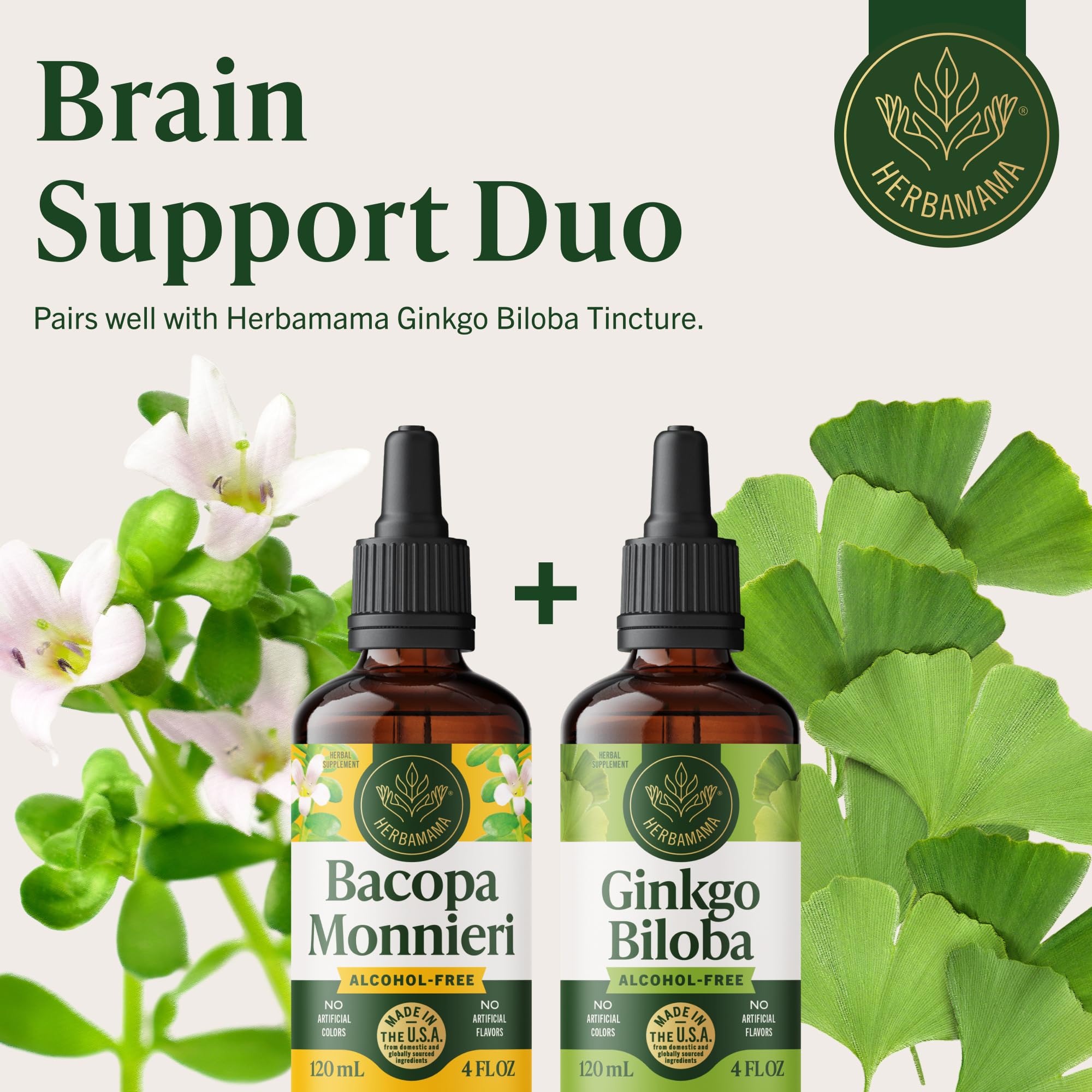 HERBAMAMA Bacopa Monnieri Liquid Tincture back view