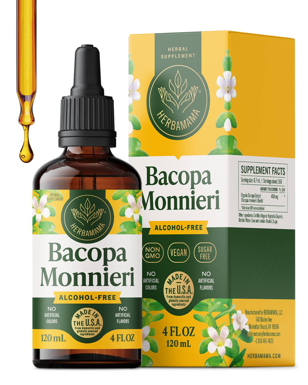 HERBAMAMA Bacopa Monnieri Liquid Tincture front view