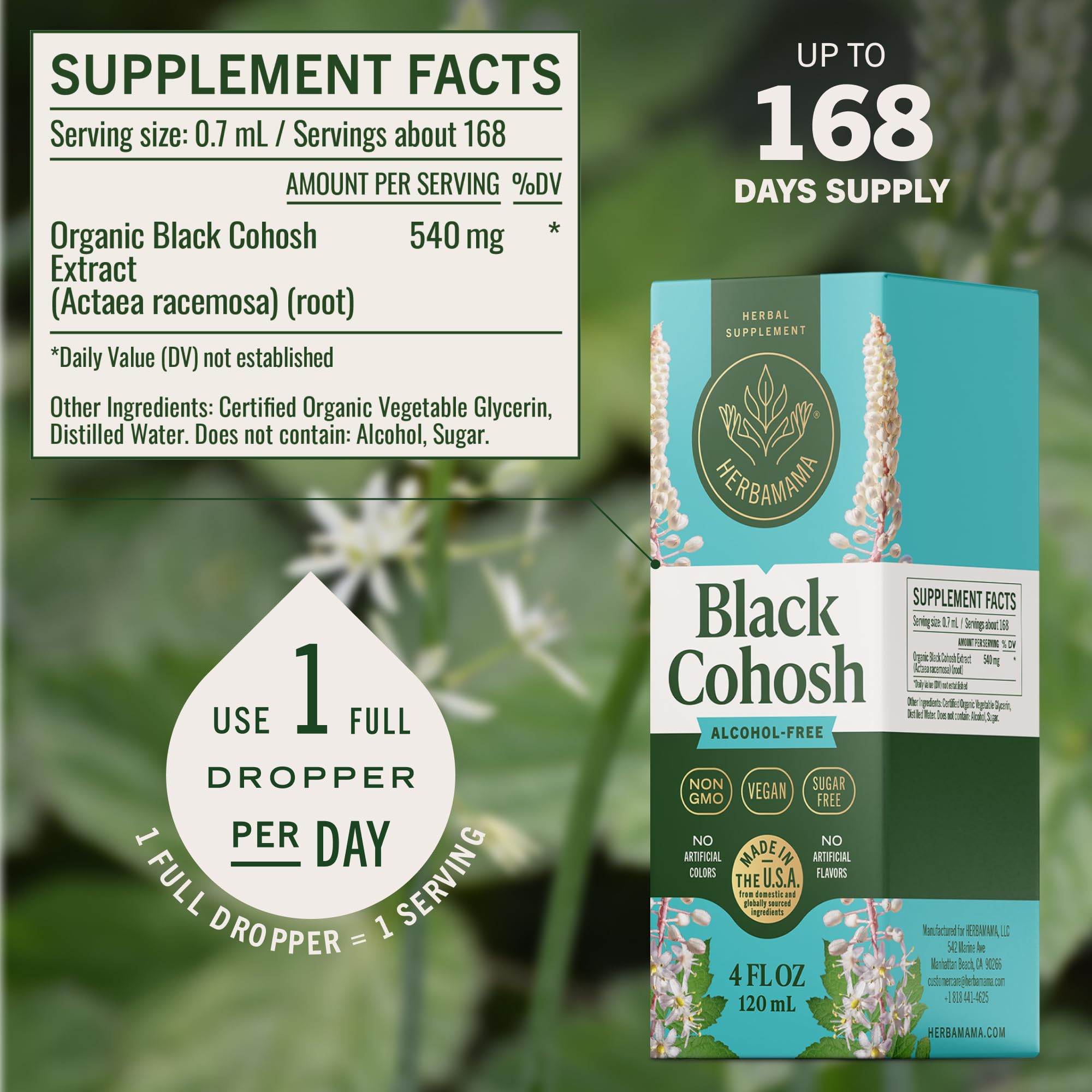 HERBAMAMA Black Cohosh Tincture label details