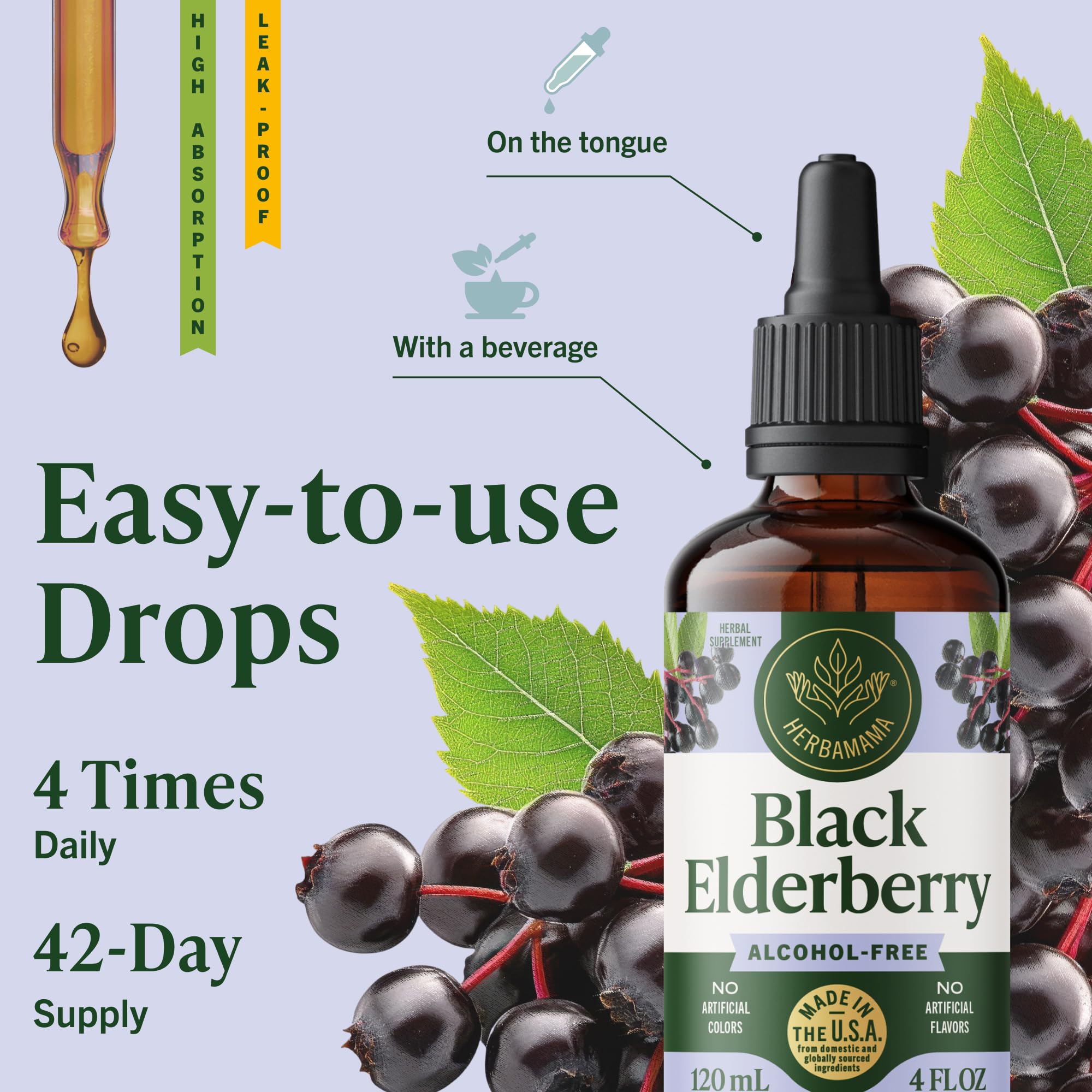 HERBAMAMA Black Elderberry Liquid Drops ingredients list