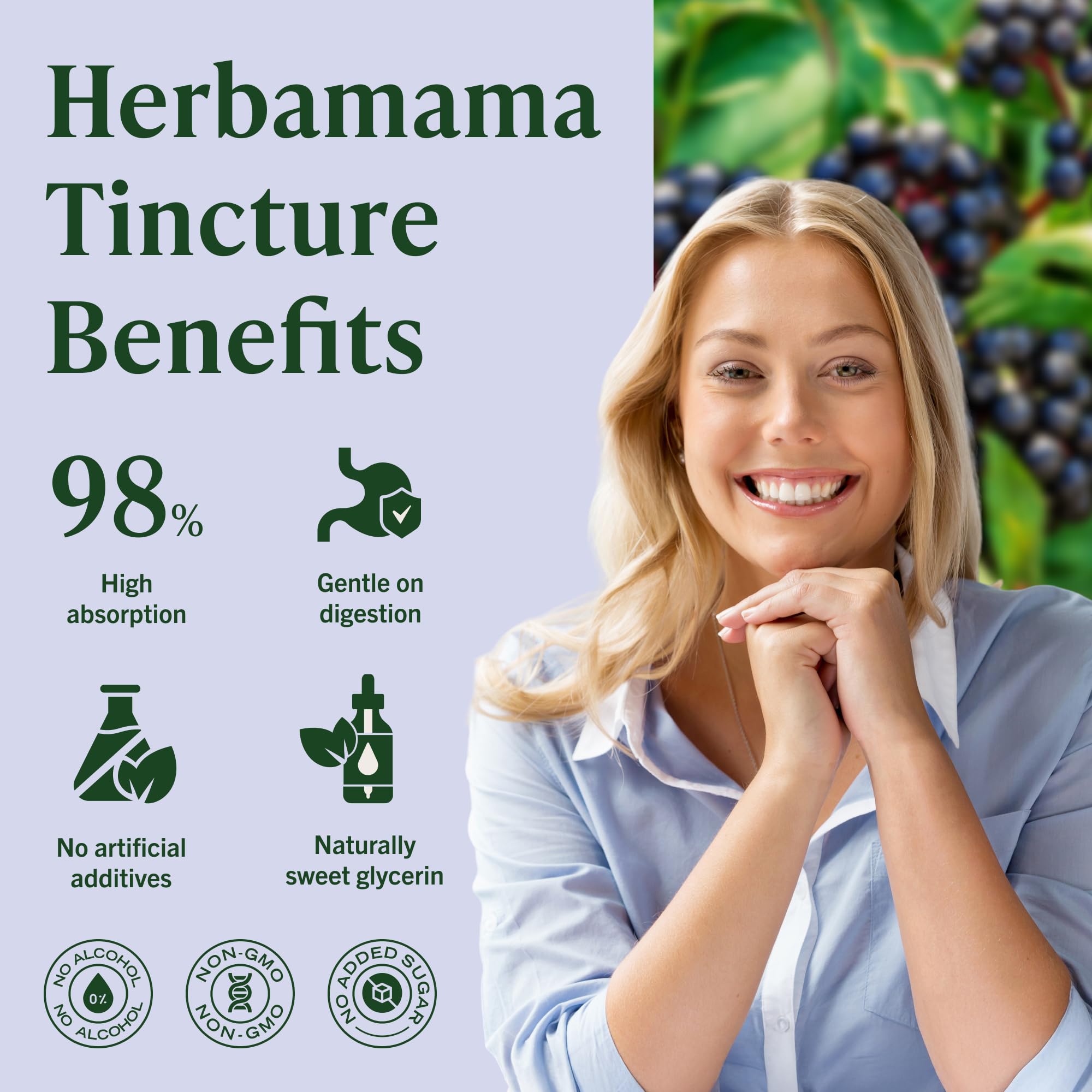 HERBAMAMA Black Elderberry Liquid Drops packaging on a table