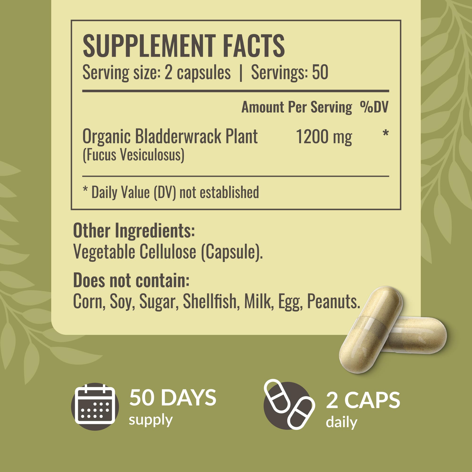 HERBAMAMA Bladderwrack Capsules open bottle with capsules