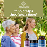 HERBAMAMA Brain Support Gummies with a measuring spoon