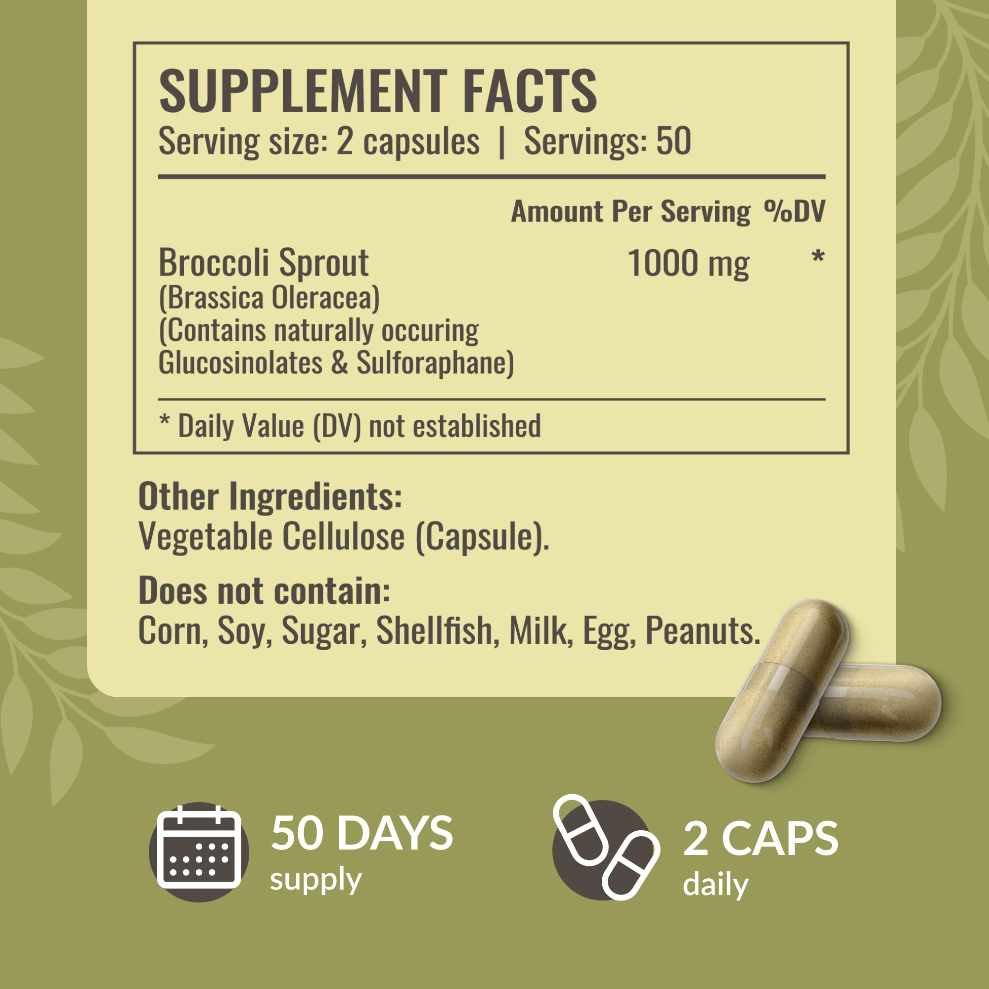 HERBAMAMA Broccoli Sprout Extract Capsules bottle with label
