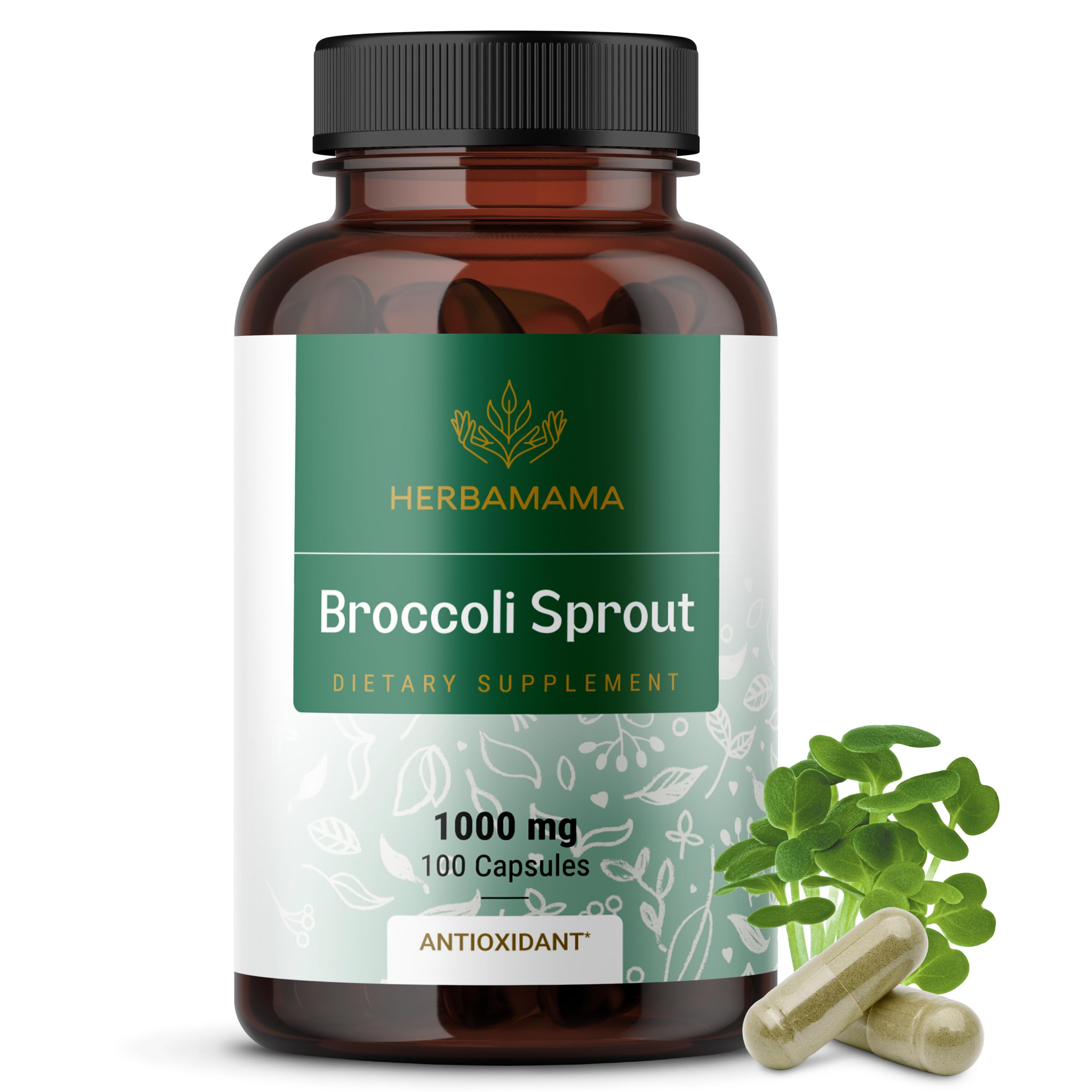 HERBAMAMA Broccoli Sprout Extract Capsules front view