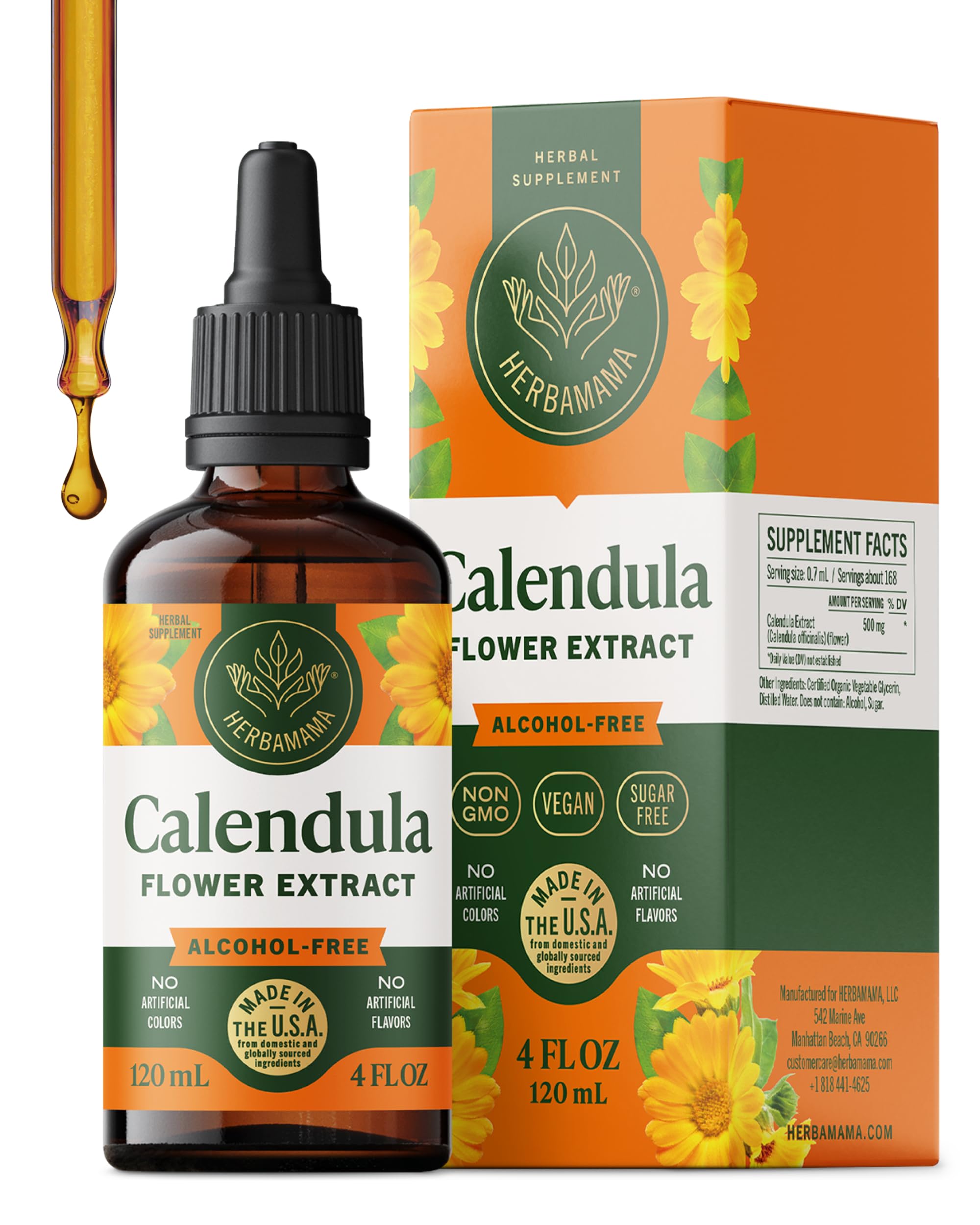 HERBAMAMA Calendula Tincture 113g bottle front view