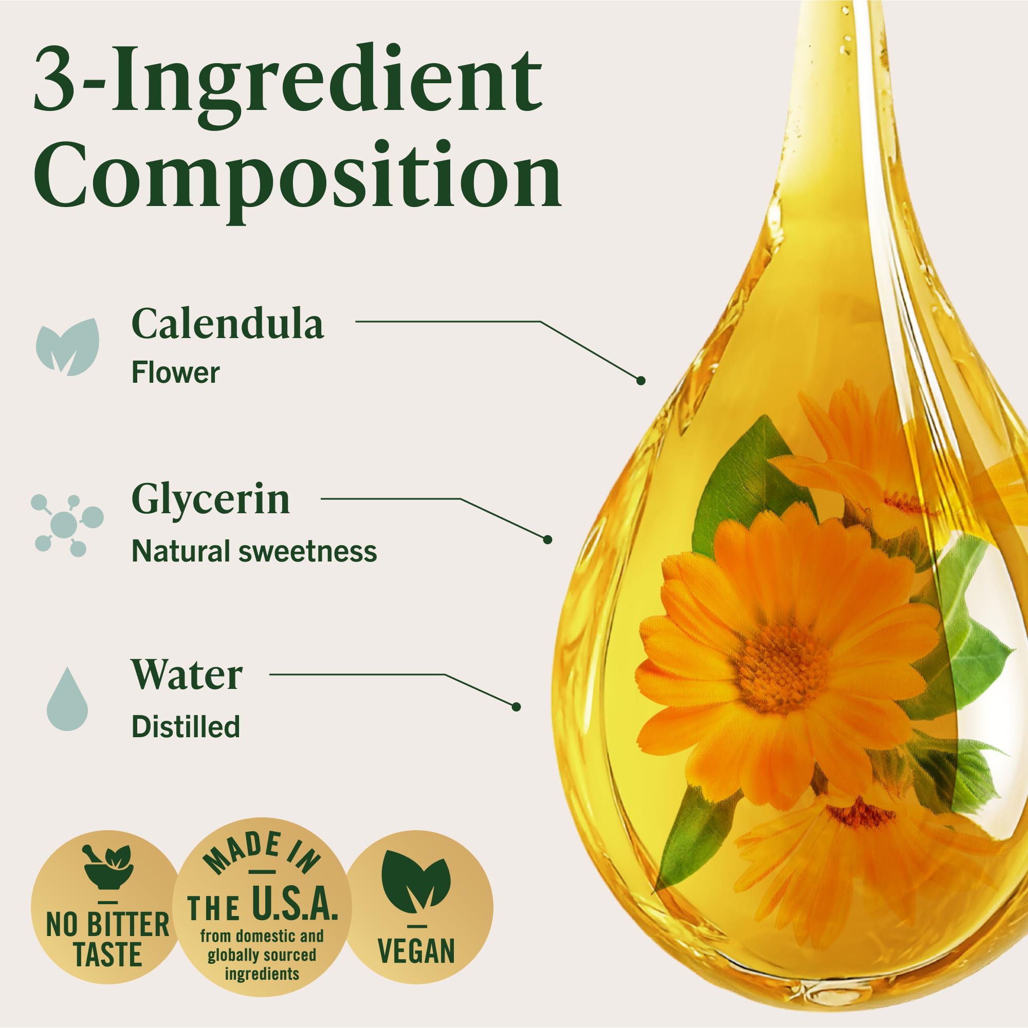 HERBAMAMA Calendula Tincture 113g with glass of water