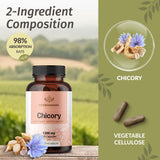 HERBAMAMA Chicory Root Capsules with two capsules on a table