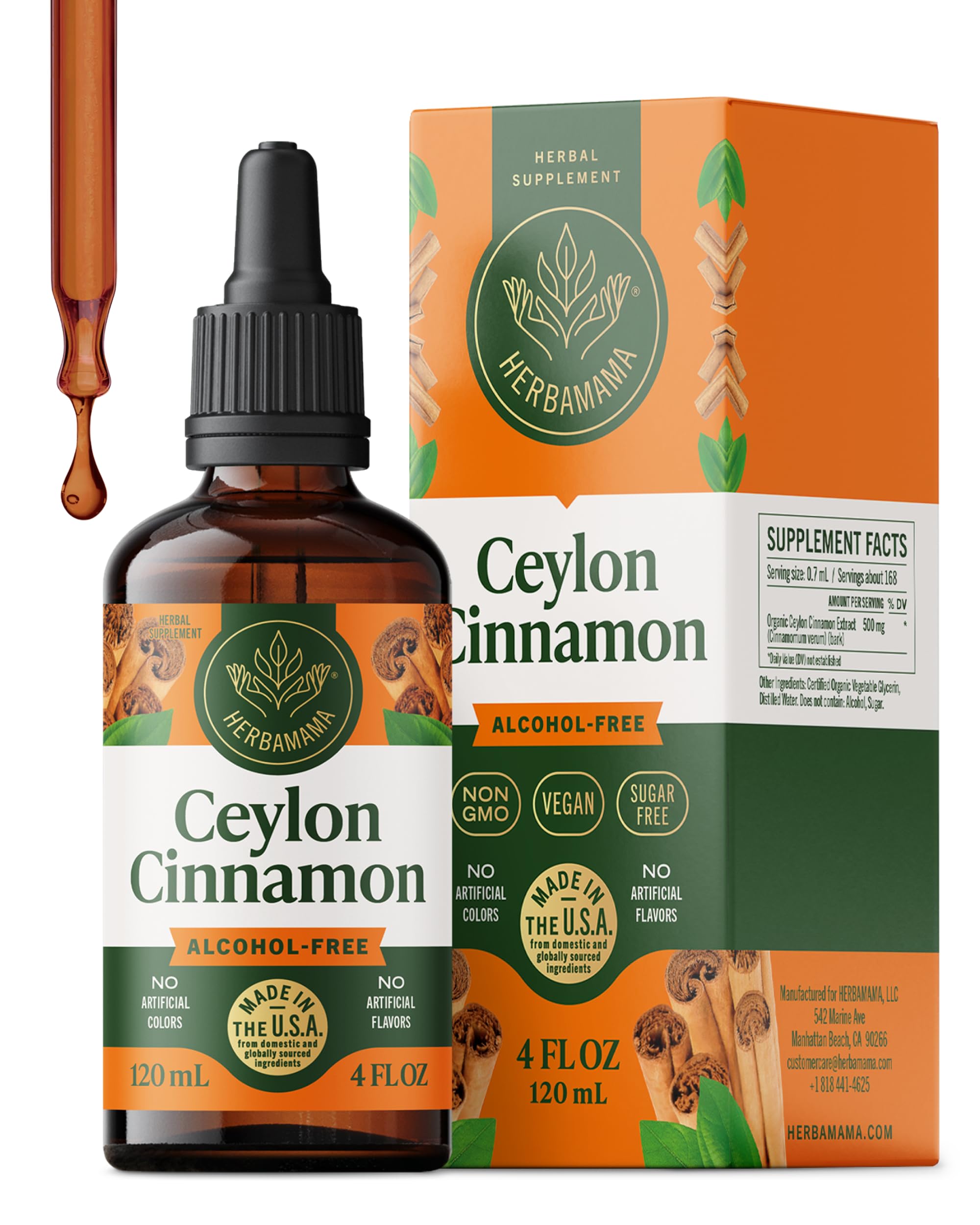 HERBAMAMA Cinnamon Ceylon Extract Liquid bottle front view